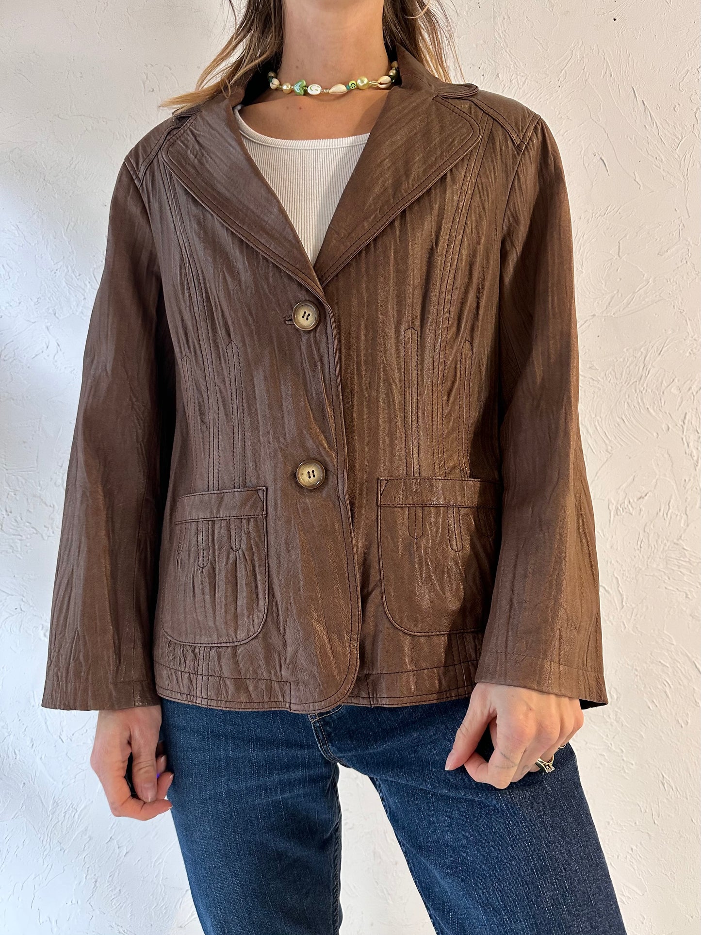 Y2k 'Danier' Brown Leather Jacket / XL