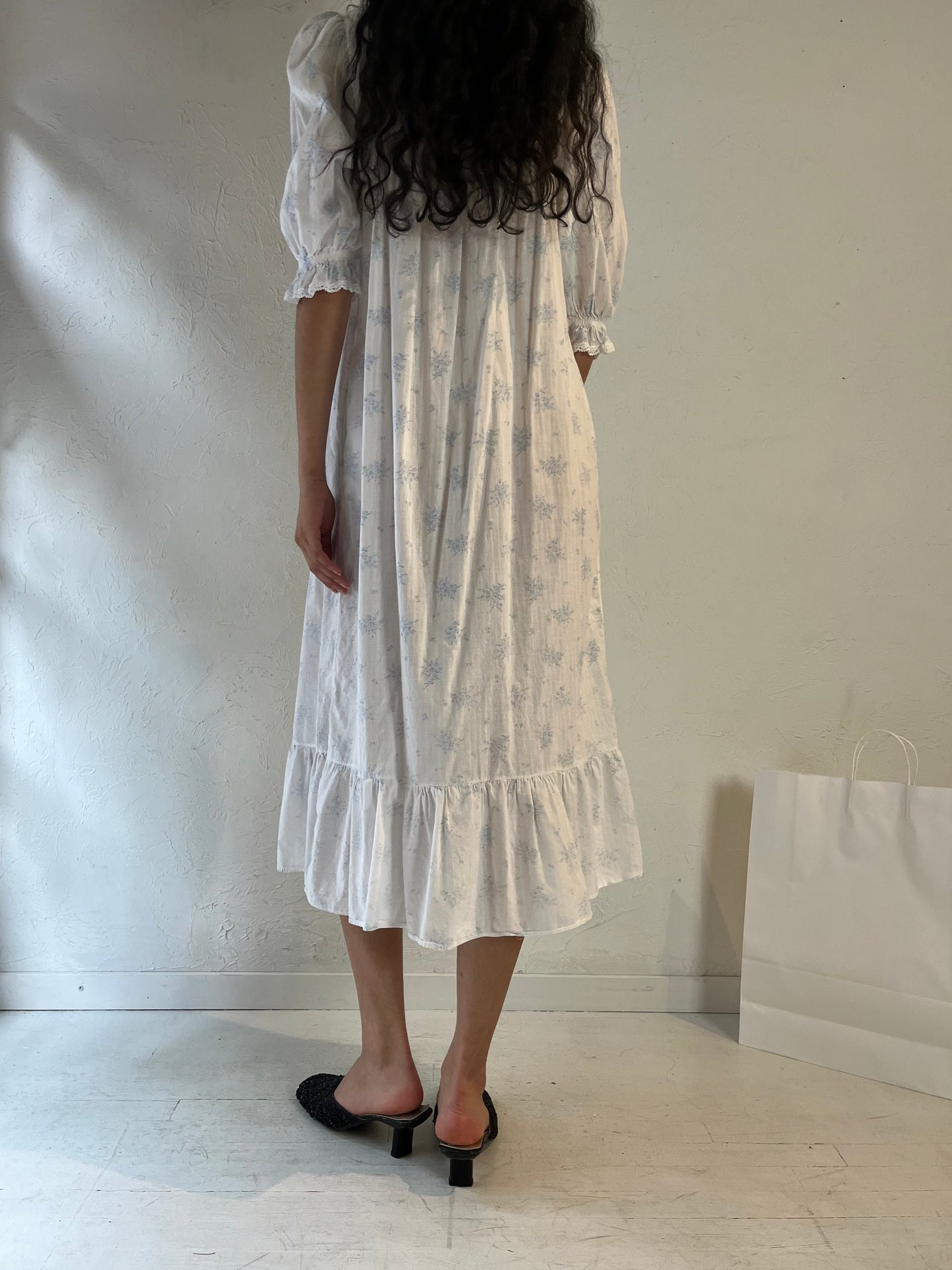 70s 'Miss Elaine' Cotton Maxi Dress / Union Made / Small