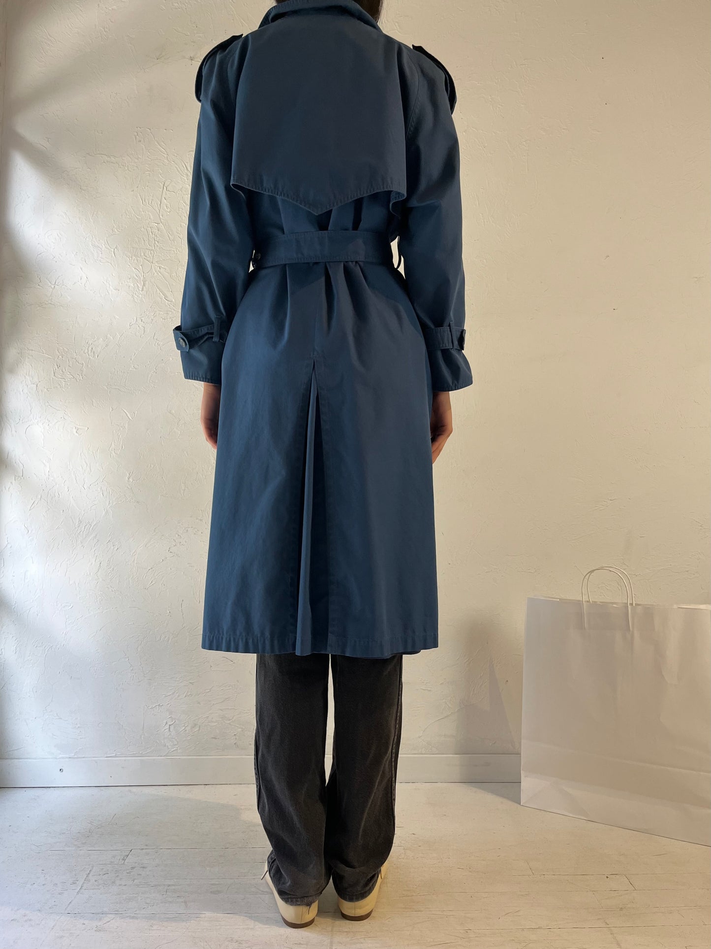 Y2k 'Towne London Fog' Navy Blue Trench Coat / Medium