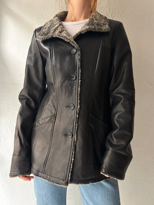 Y2K ‘Danier’ Faux Fur Lined Leather Jacket / Medium