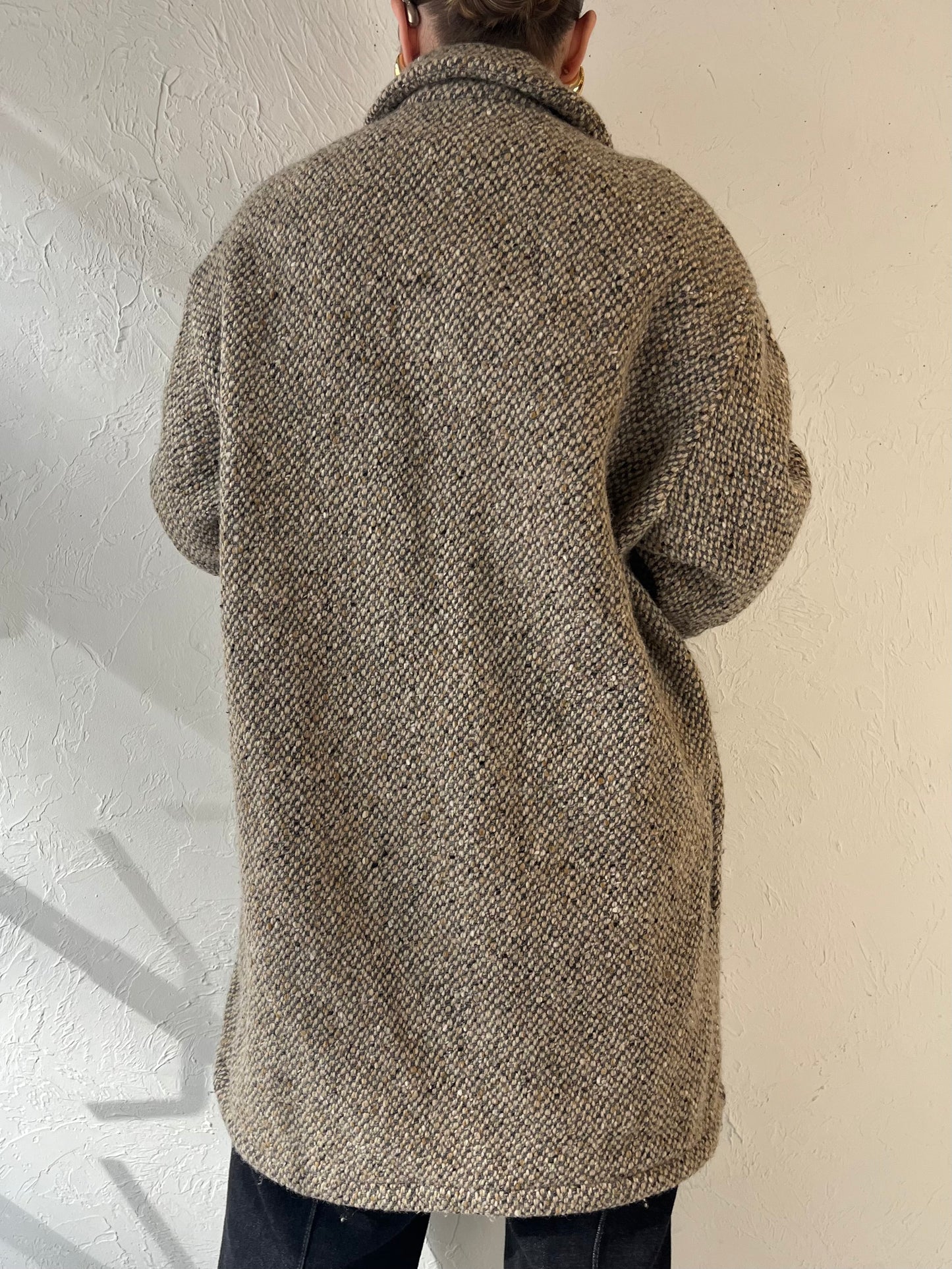 Vintage 'Henry White' Knit Wool Coat / Large