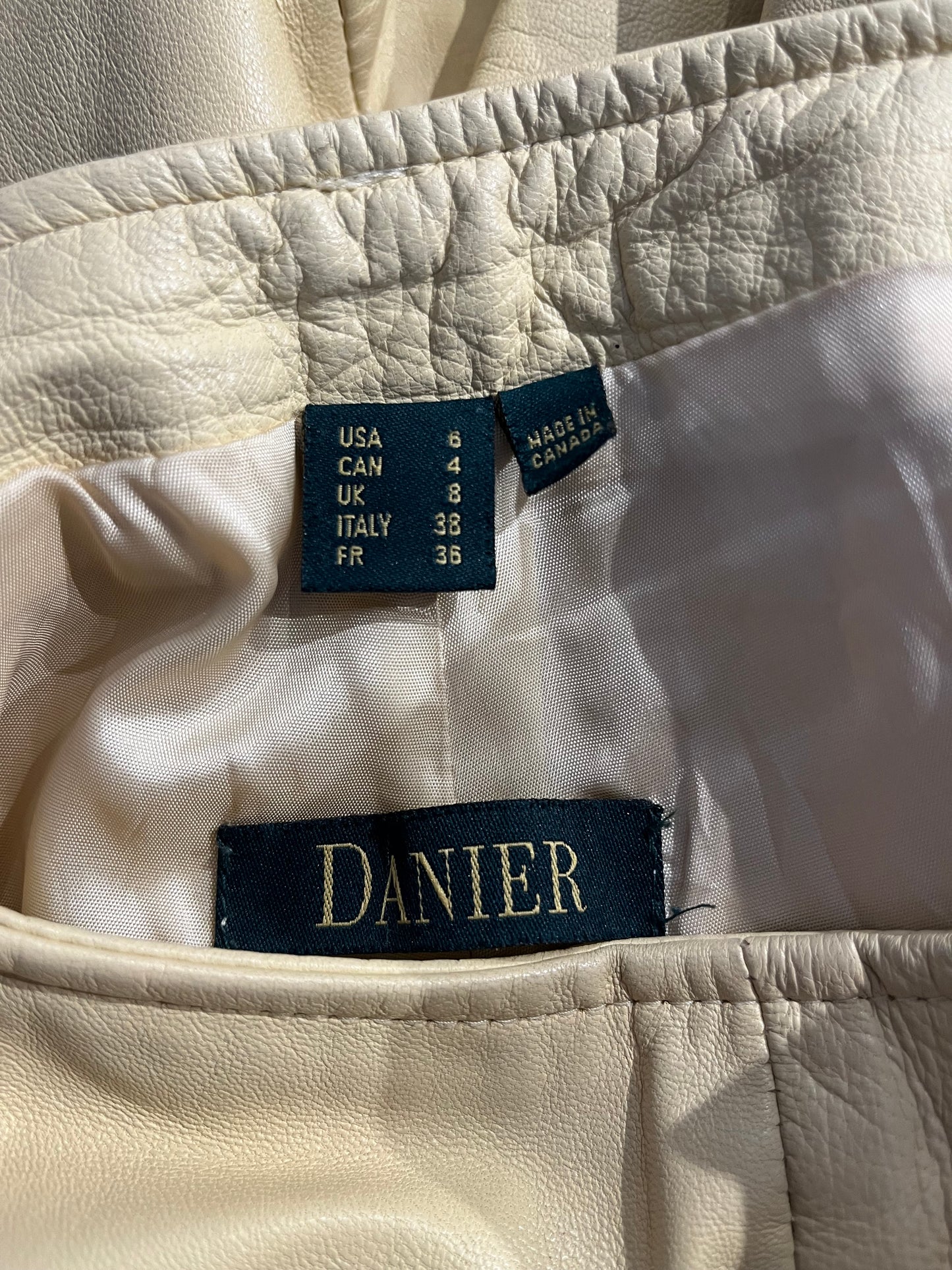 90s 'Danier' Beige Leather Pants / Small - Medium