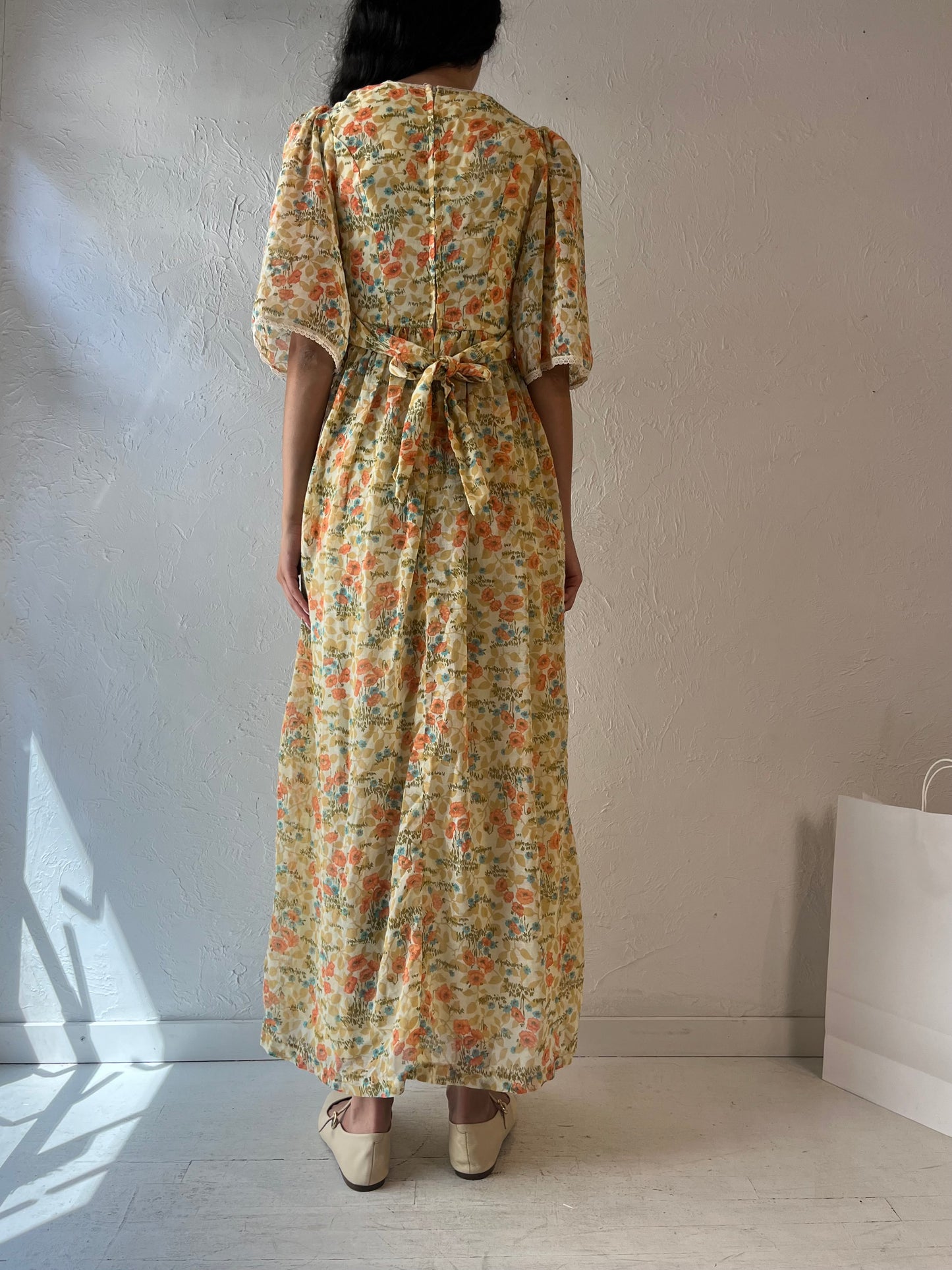 70s 'This Is Yours' Yellow Prairie Dress / Union Made / XS - Small