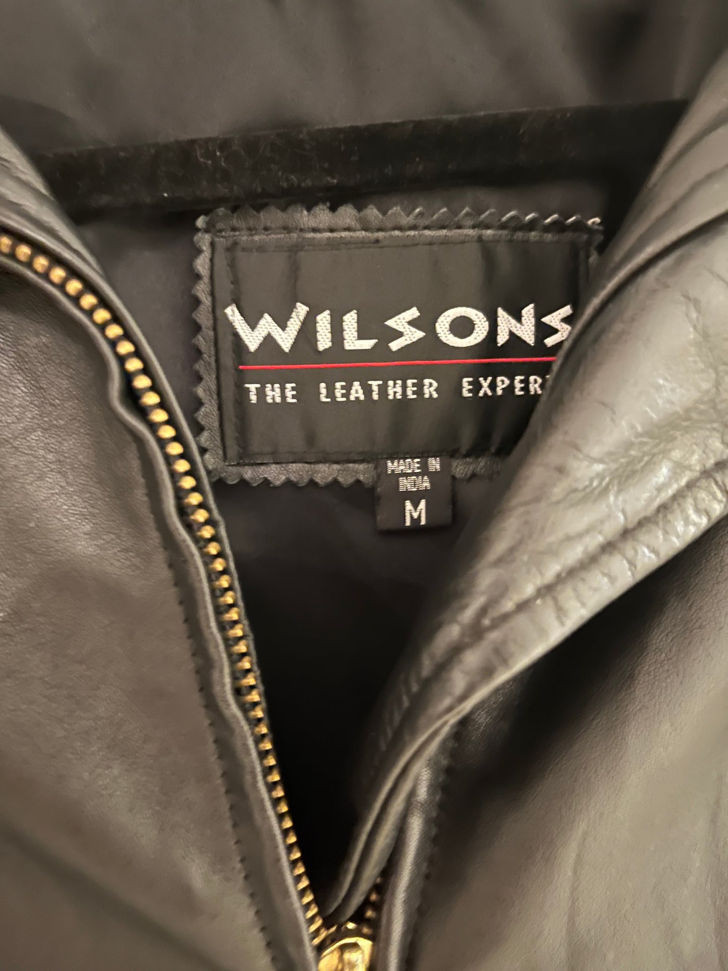 90s 'Wilsons' Black Leather Jacket / Medium