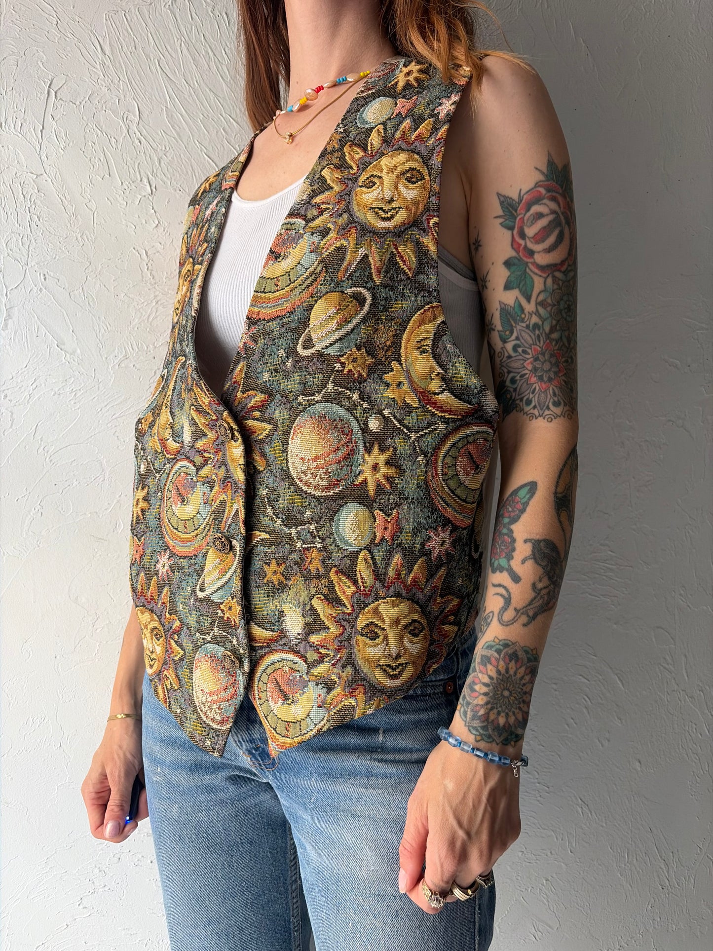 90s 'Facets' Whimsigoth Witchy Tapestry Vest / Large