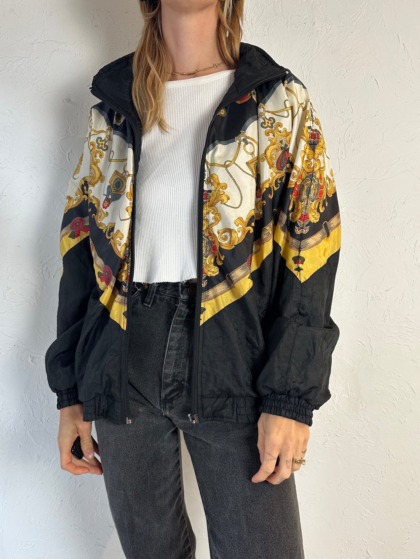 Vintage Patterned Bomber Jacket / Small