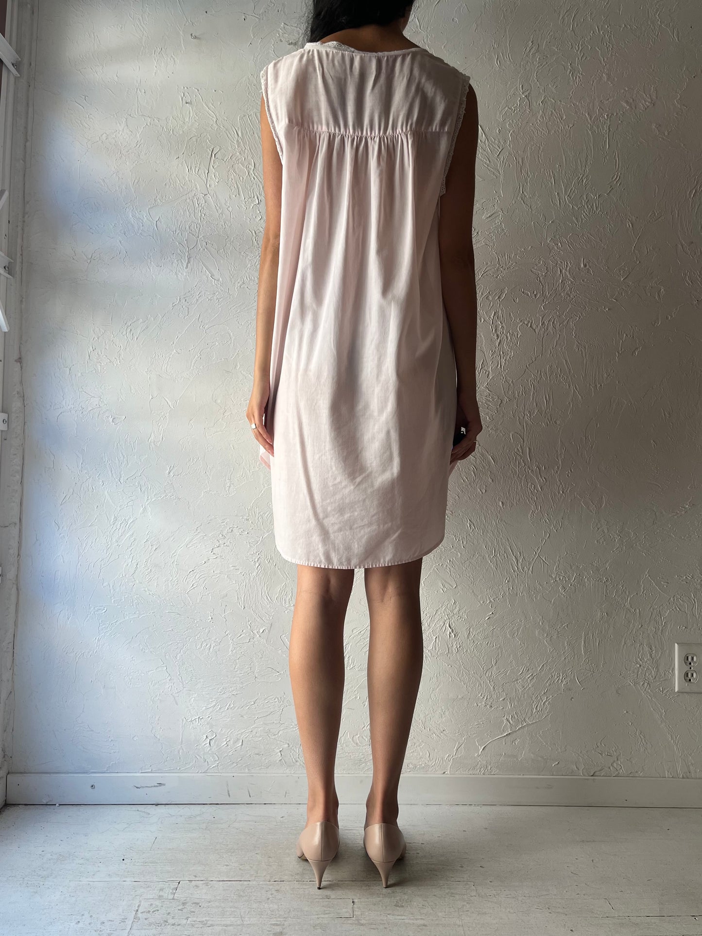 Y2k 'Quiet Moments' Pink Cotton Night Dress / XL