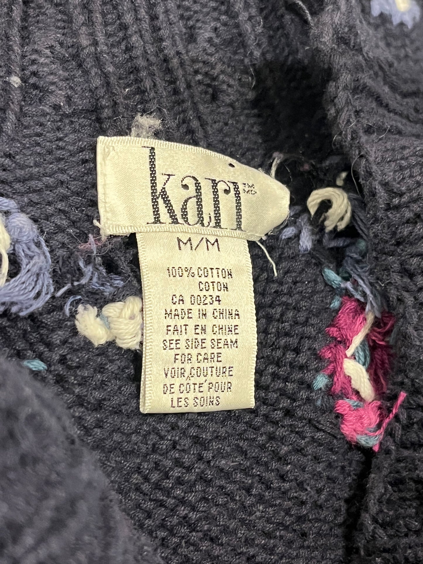 Y2k 'Kari' Cotton Knit Sweater / Medium
