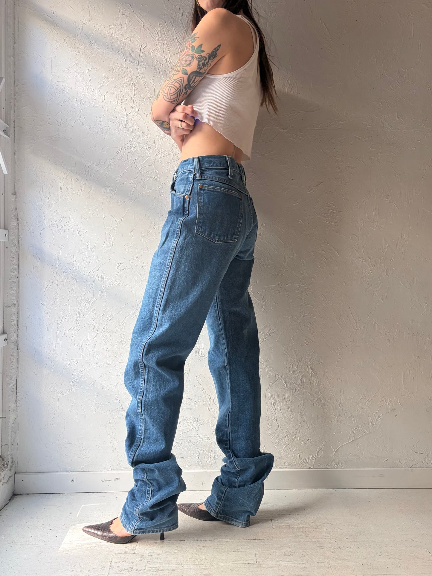 Vintage 90s 'Wrangler' Extra Long Western Denim Jeans / 29