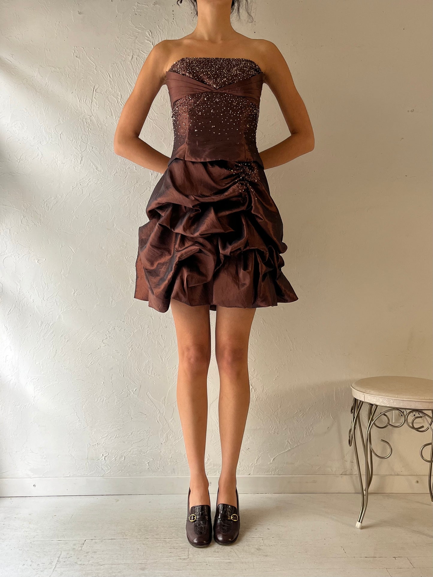 90s ‘Zum Zum’ Brown Formal Mini Dress / Small