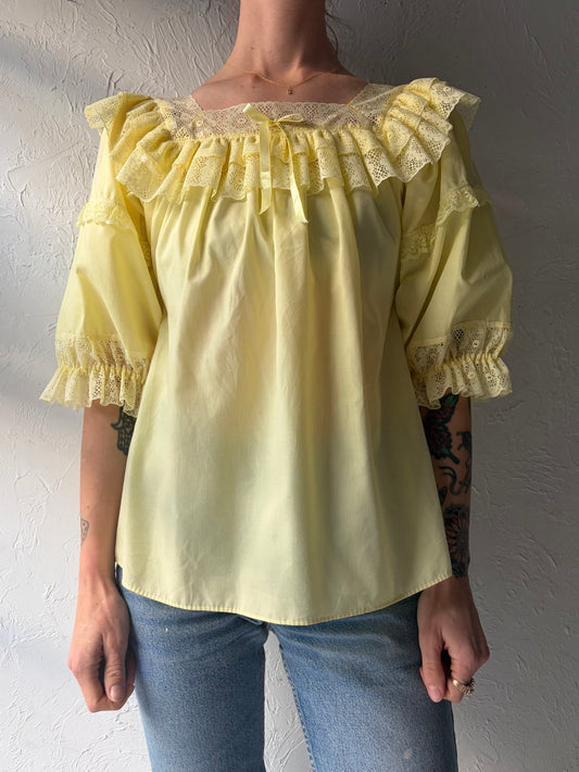 Vintage Yellow Romanic Peasant Cottage Core Top / Small
