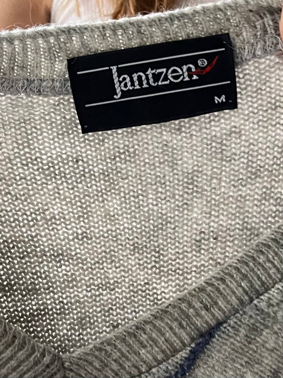 90s 'Jantzen' Gray V Neck Grandpa Sweater / Medium