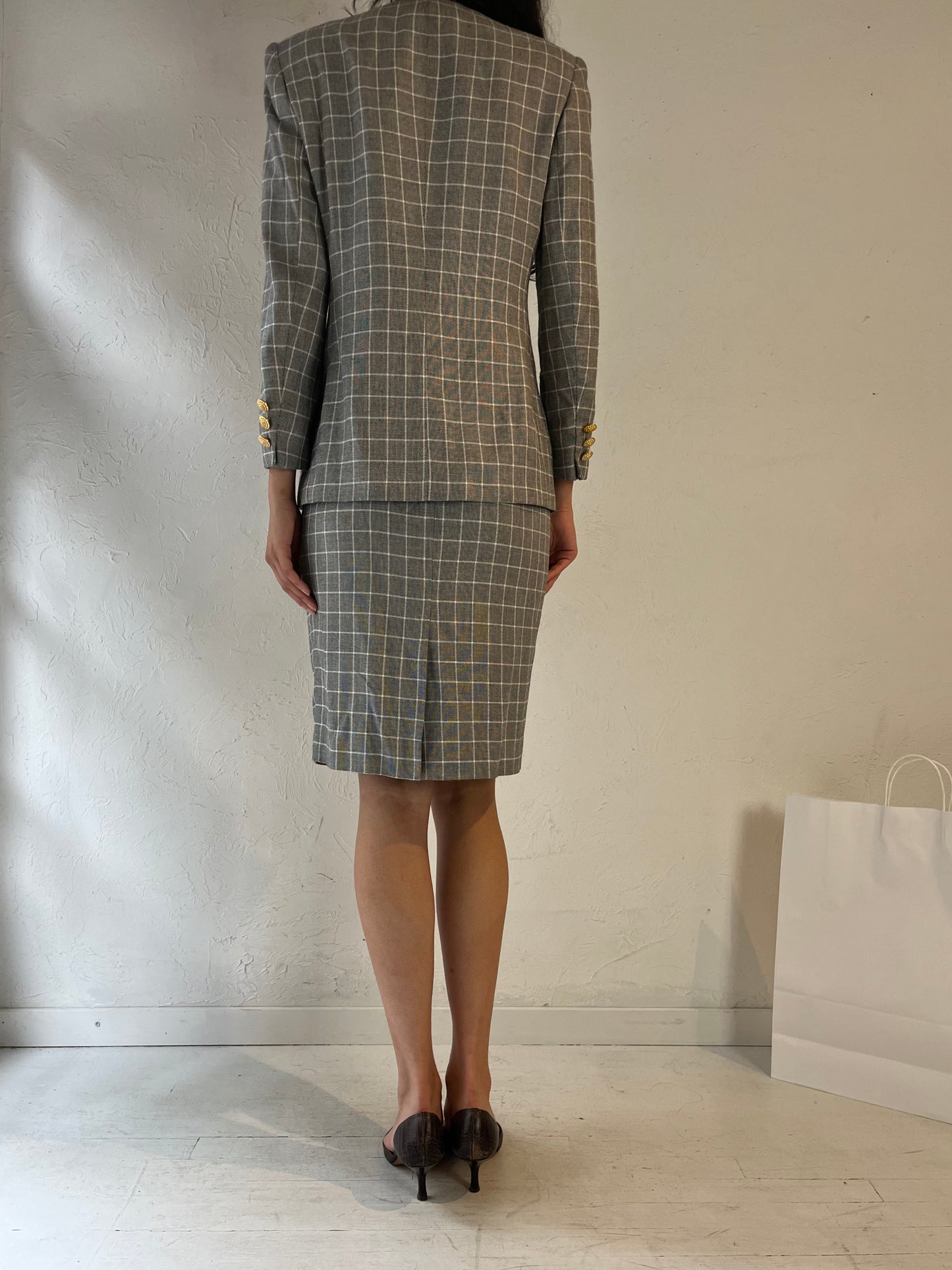 90s 'Saville' Gray Skirt Suit Set / XS