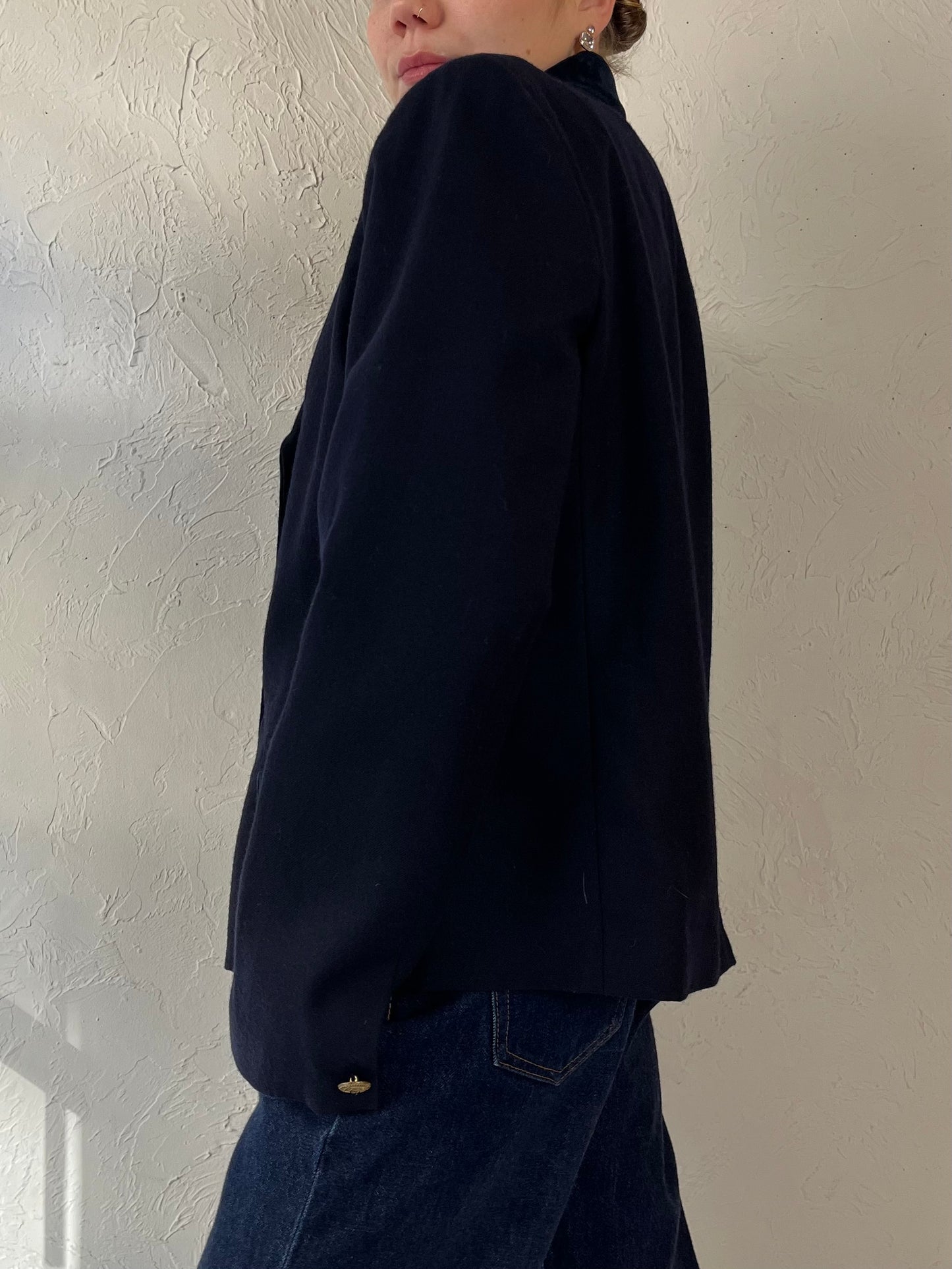 90s Y2K ‘Charter Club’ Navy Blue Wool Blazer / Medium