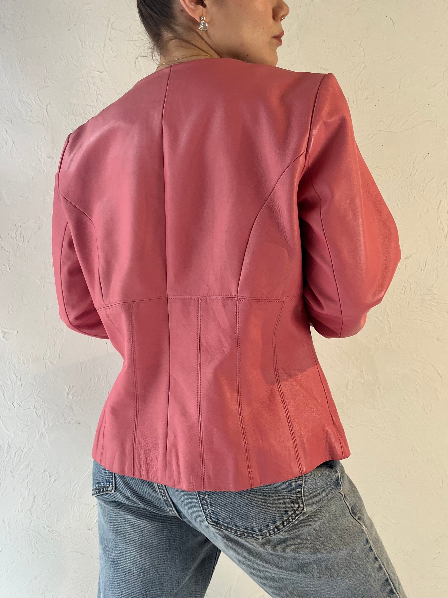 Y2k 'Style & Co' Pink Leather Jacket / Medium