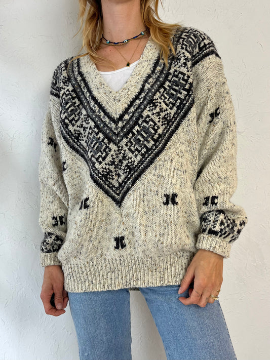 90s 'Limited Express' V Neck Knit Sweater / Large