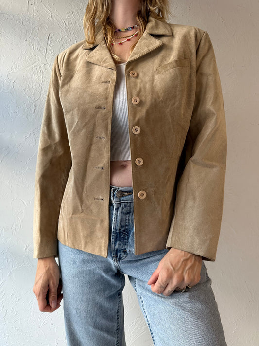 90s 'Liz Claiborne' Tan Suede Leather Jacket / Small