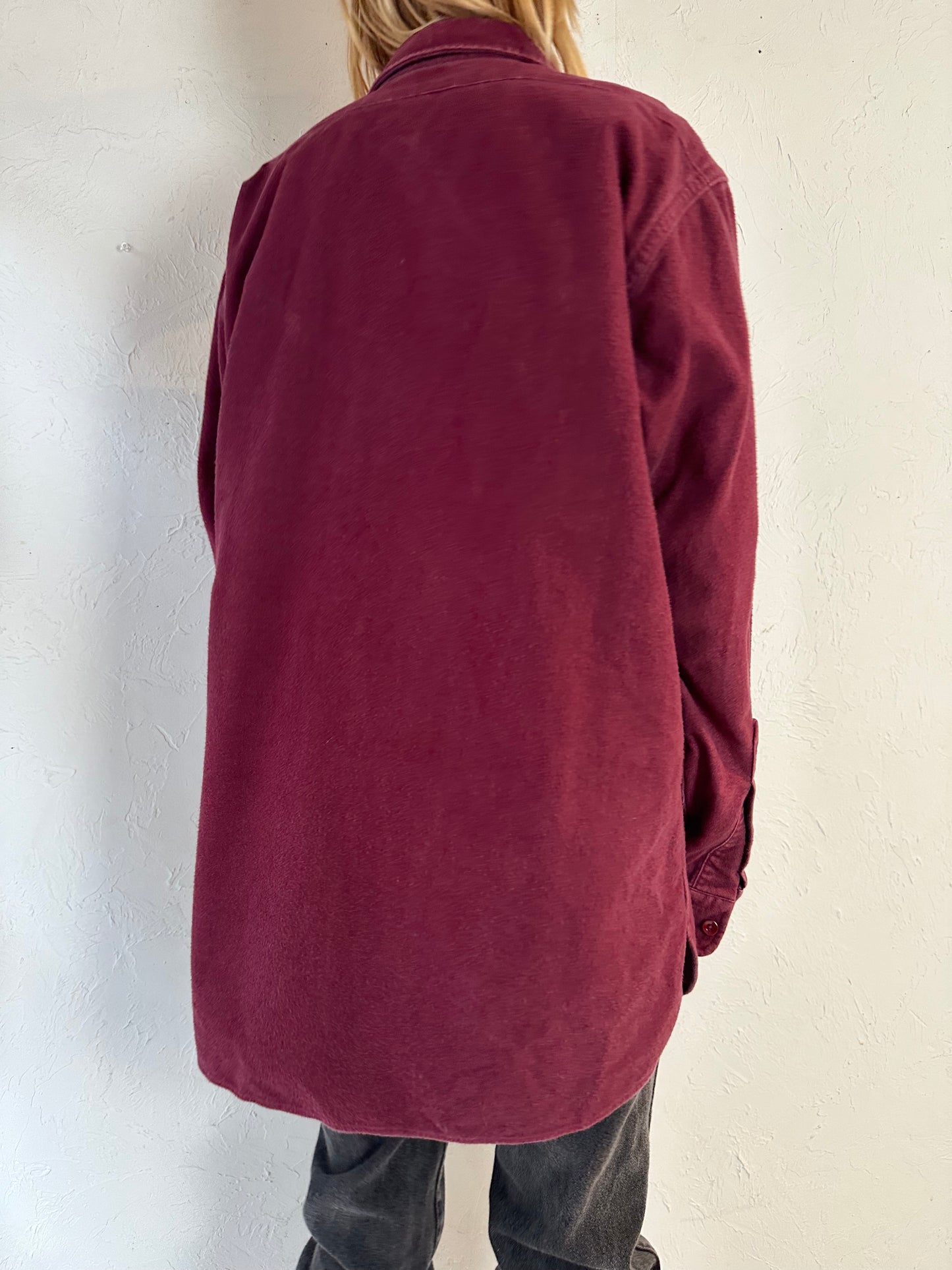 90s 'LL Bean' Burgundy Thick Cotton Shirt / Large