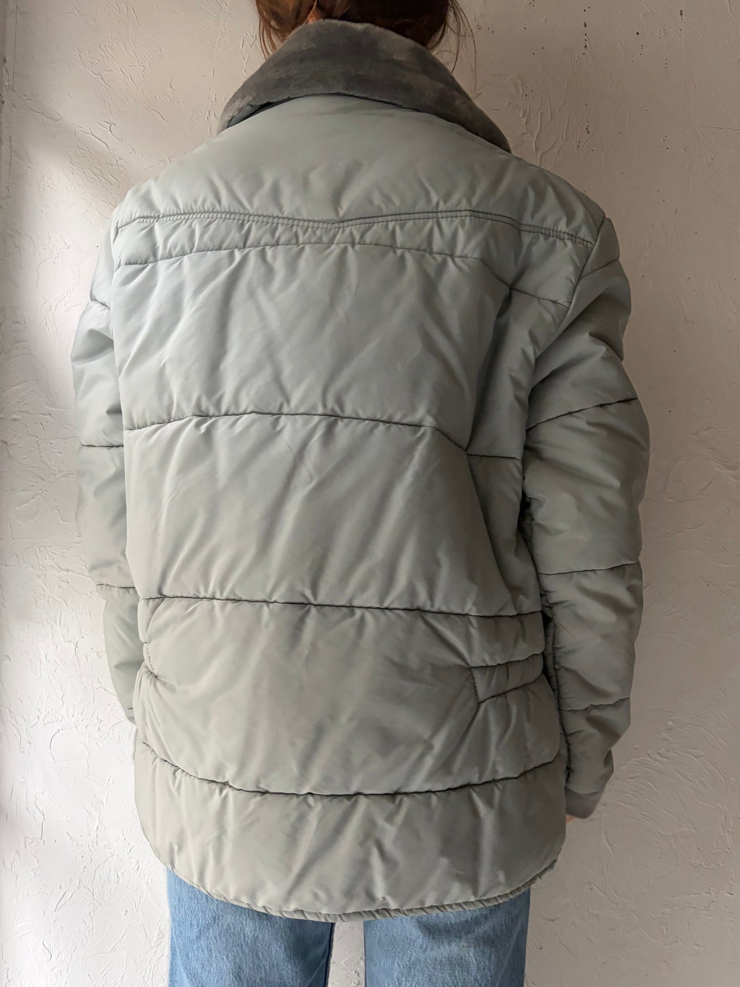 80s 'Walls' Gray Puffer Jacket / Large