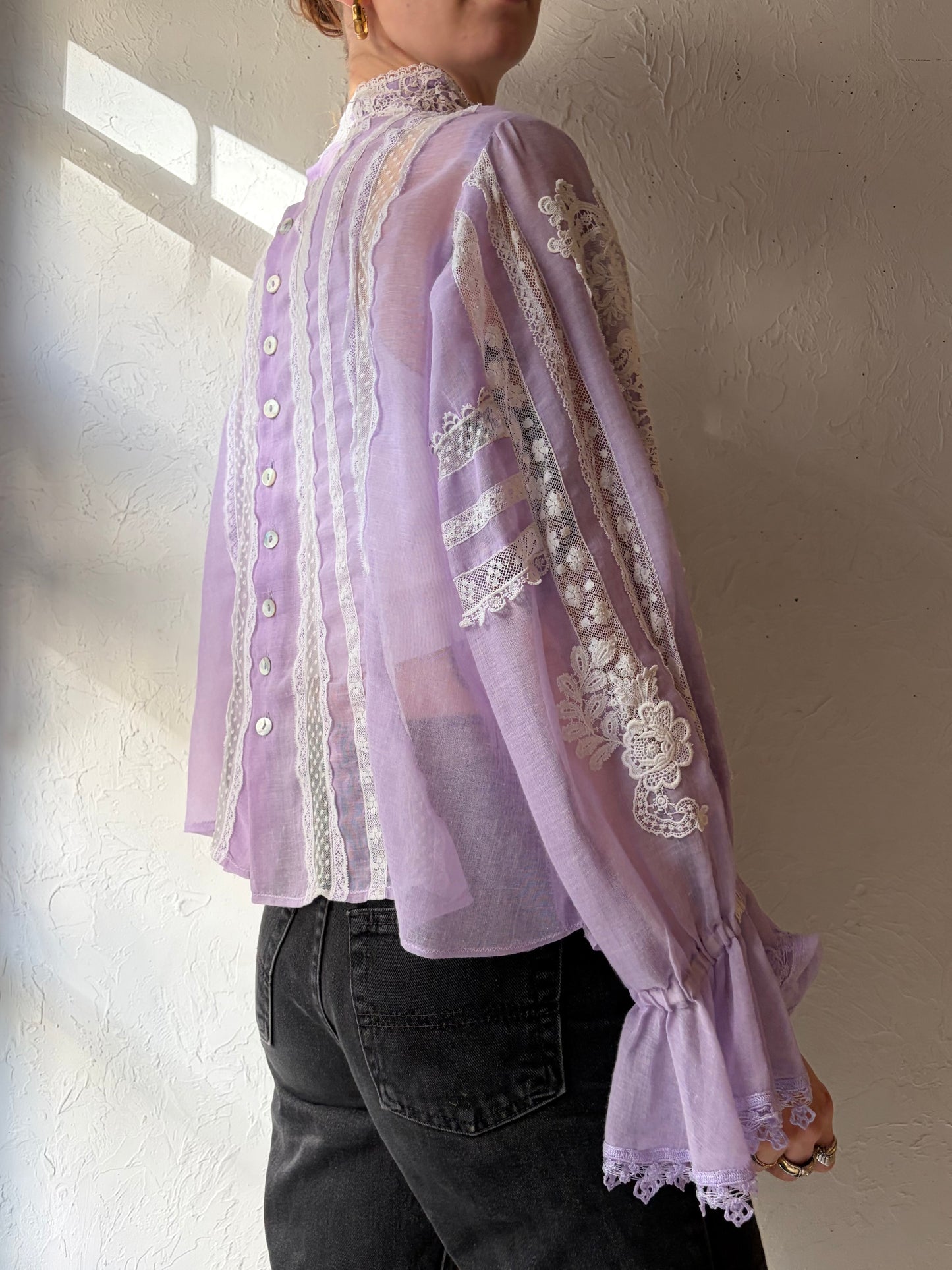 Vintage Purple Lace Blouse / Medium
