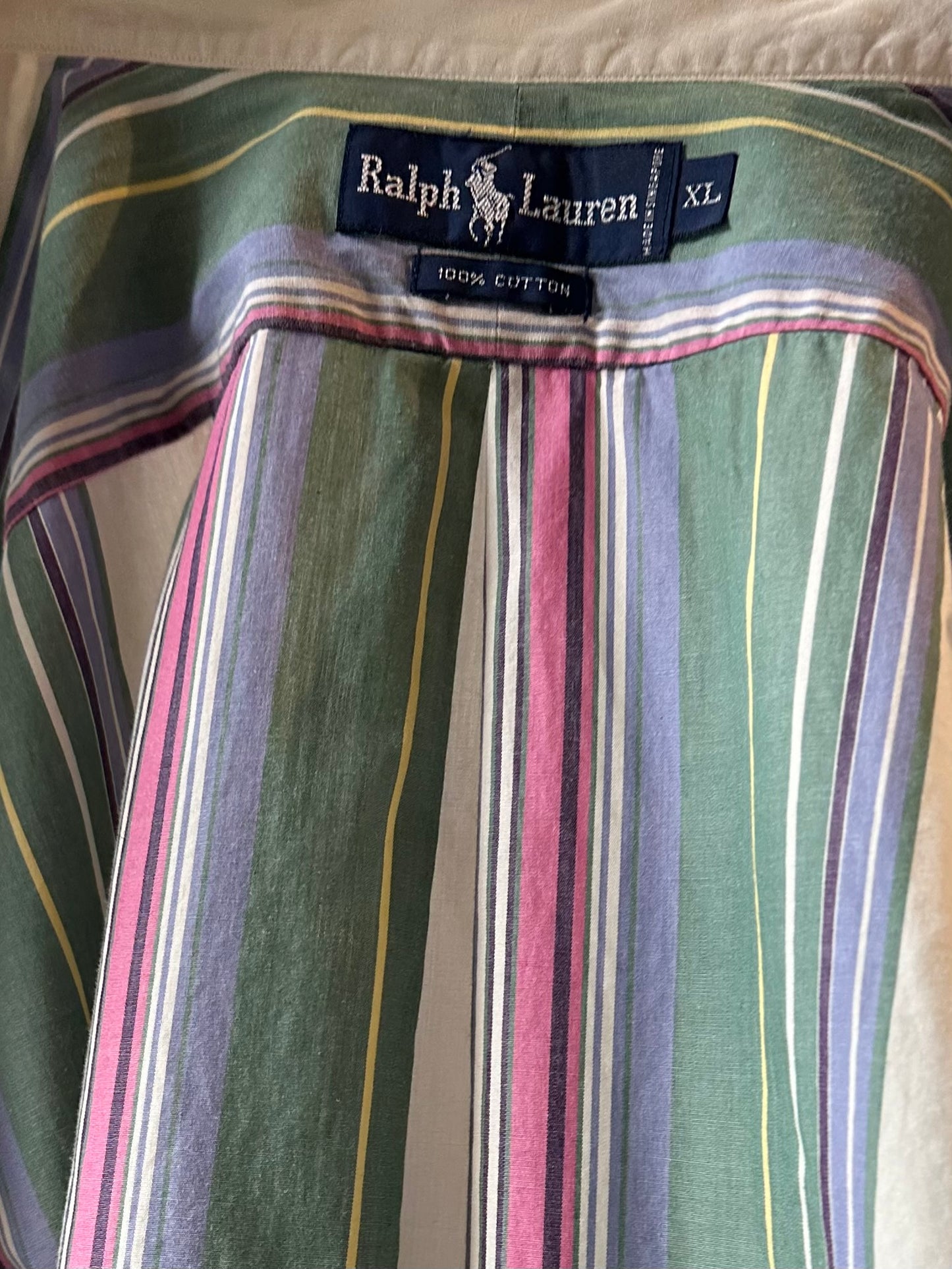 Y2k 'Ralph Lauren' Striped Button Up Shirt / XL