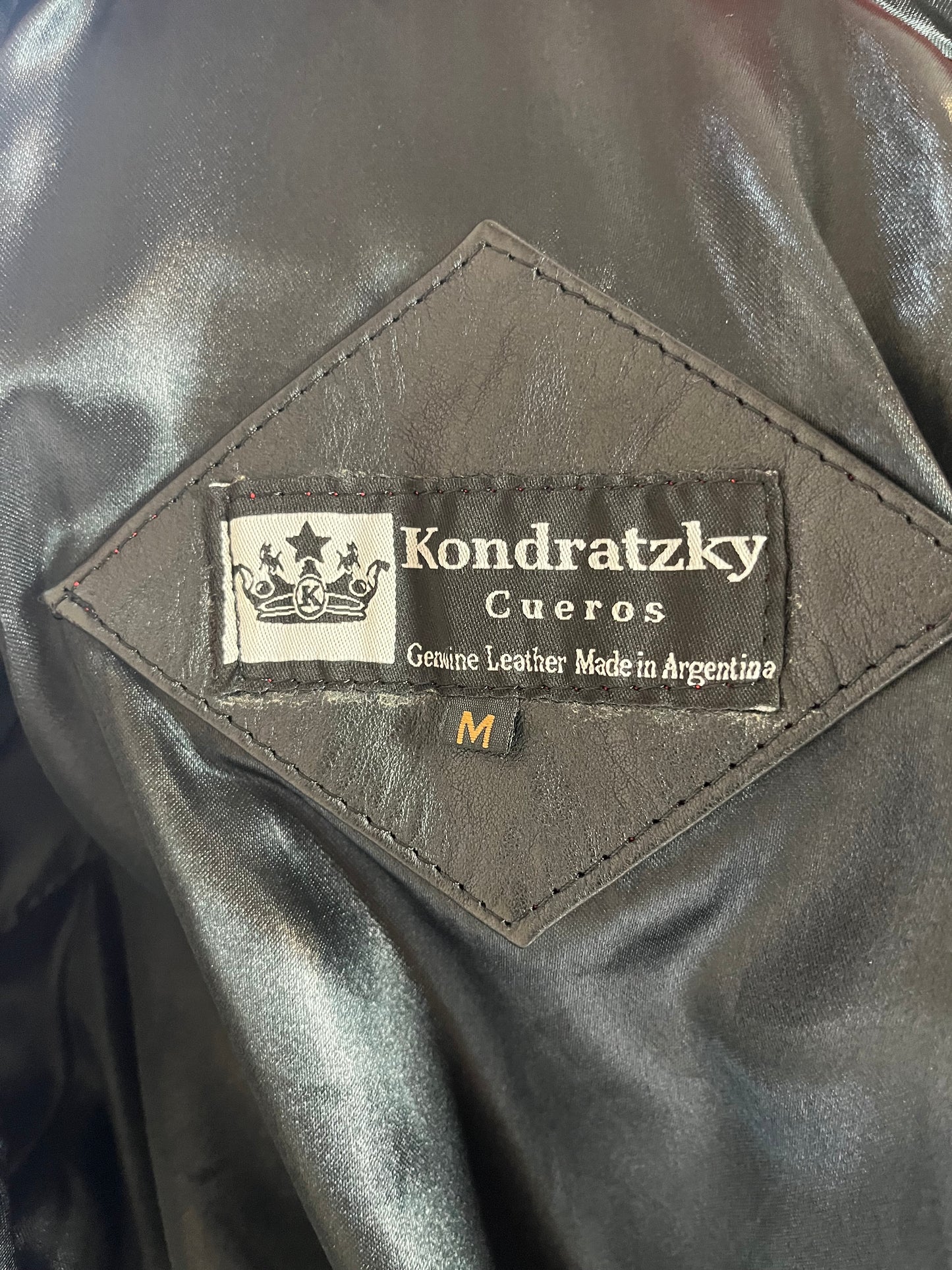 Y2k 'Kondratzky' Black and Red Leather Moto Jacket / Medium