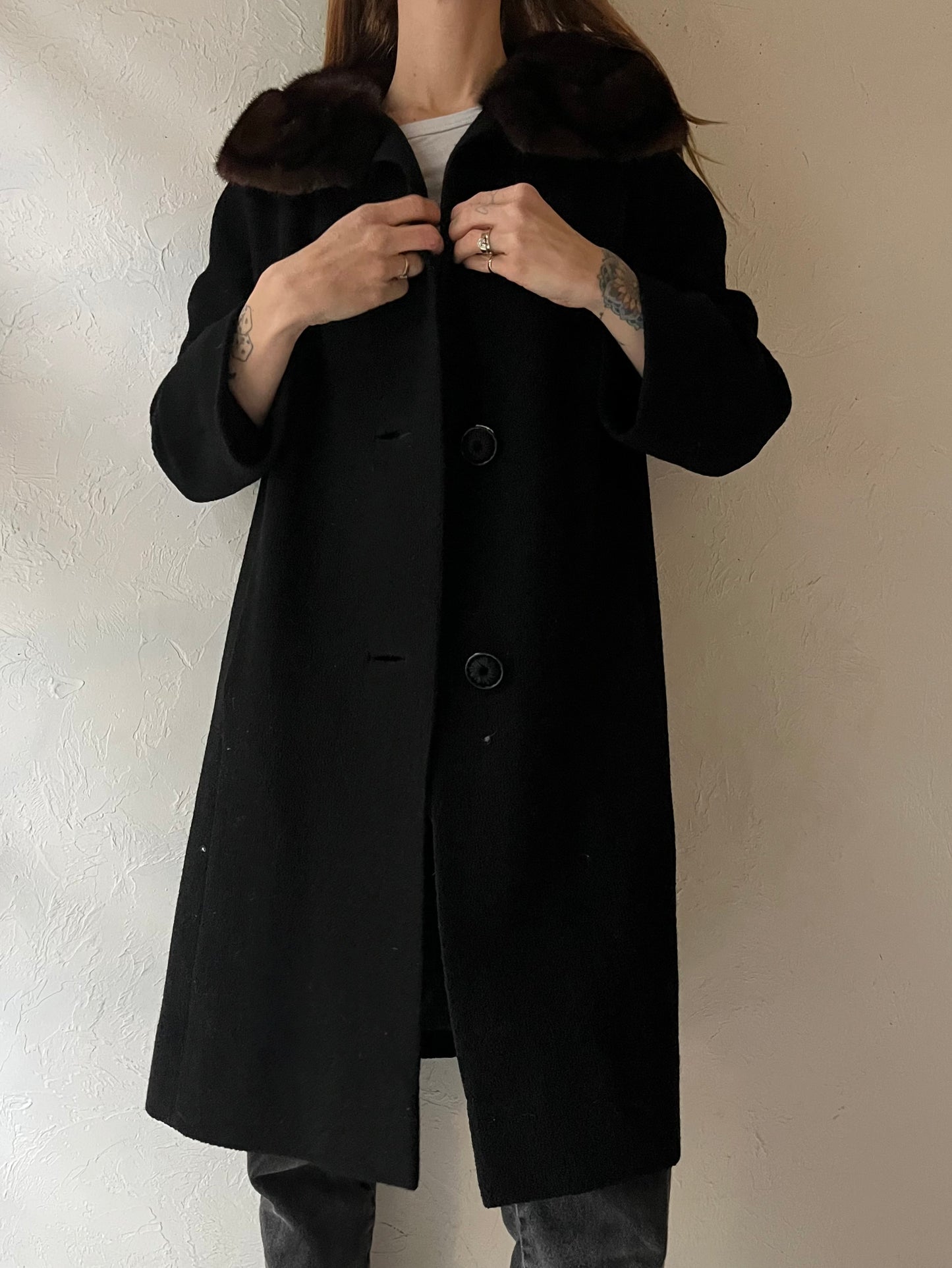 Vintage 'Shagmoor' Black Knit Coat / Union Made / Medium