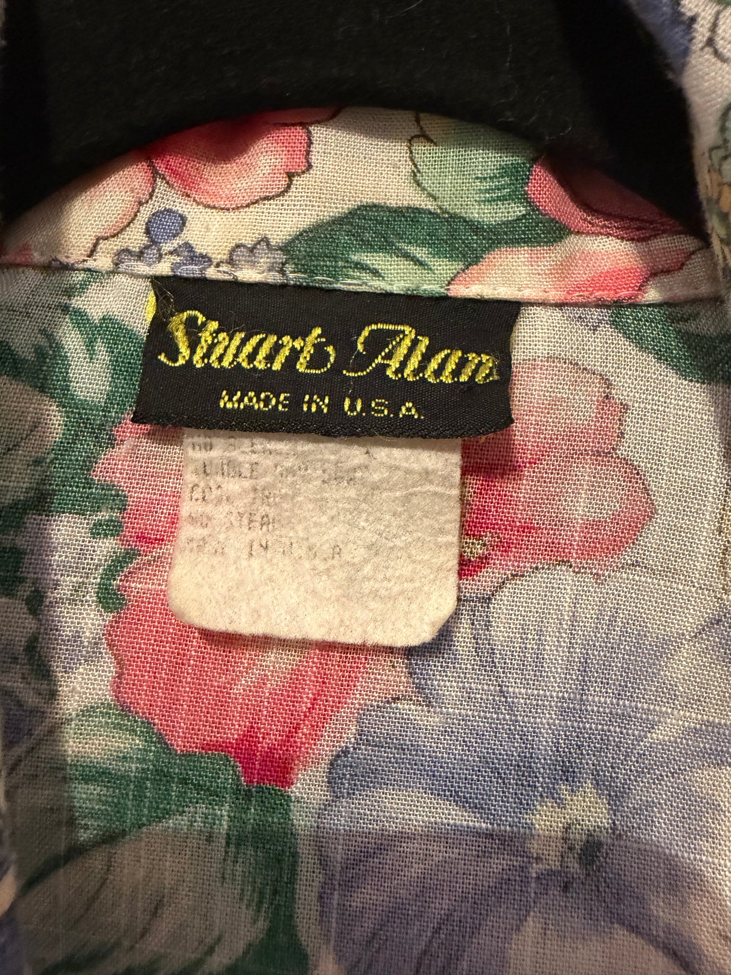 80s 'Stuart Alan' Collared Floral Print Dress / Medium