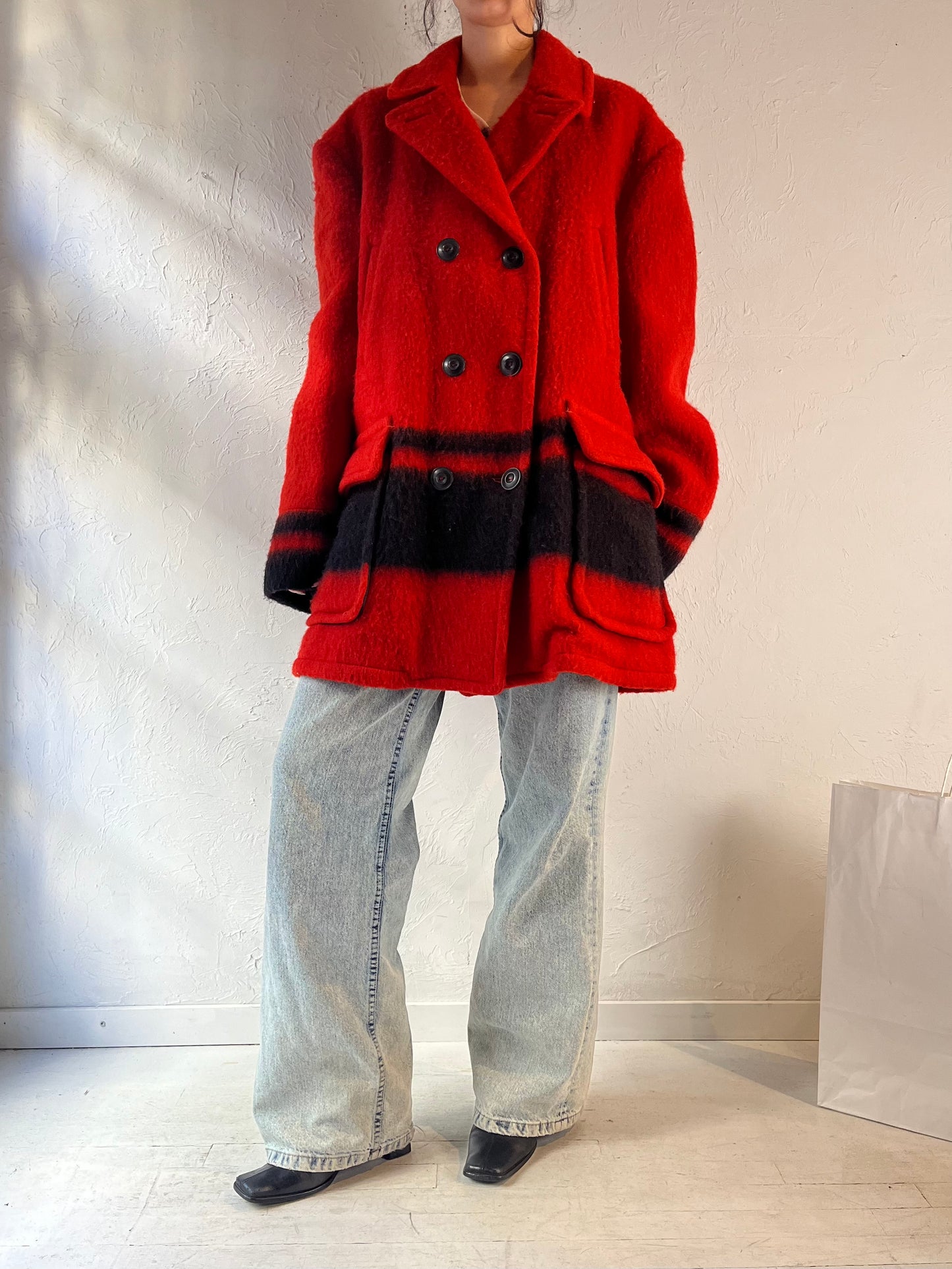 70s 'Coureur-de-Bios' Red Wool Jacket / XLarge