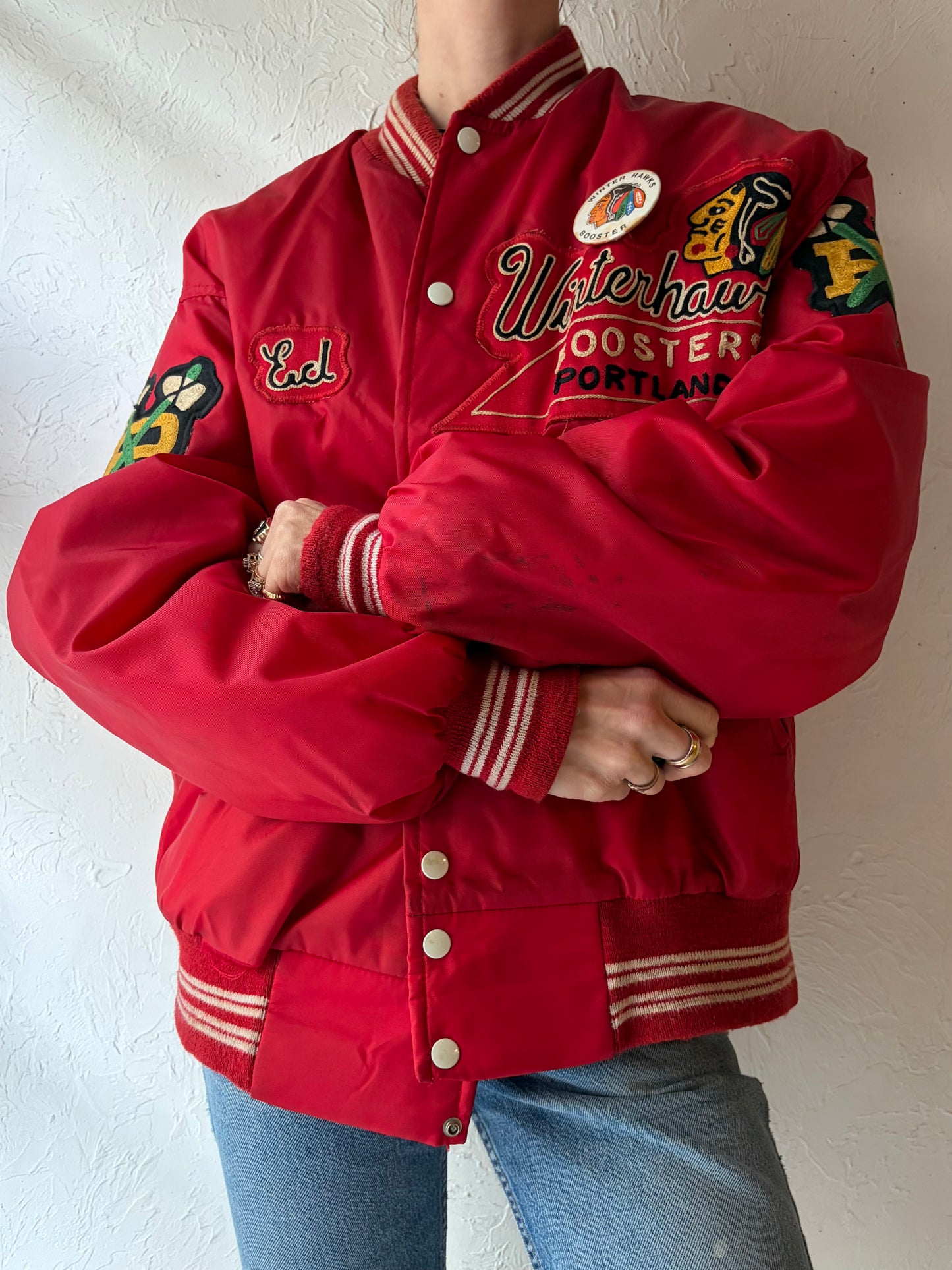Vintage 'Portland Winterhawks' Bomber Jacket / Large