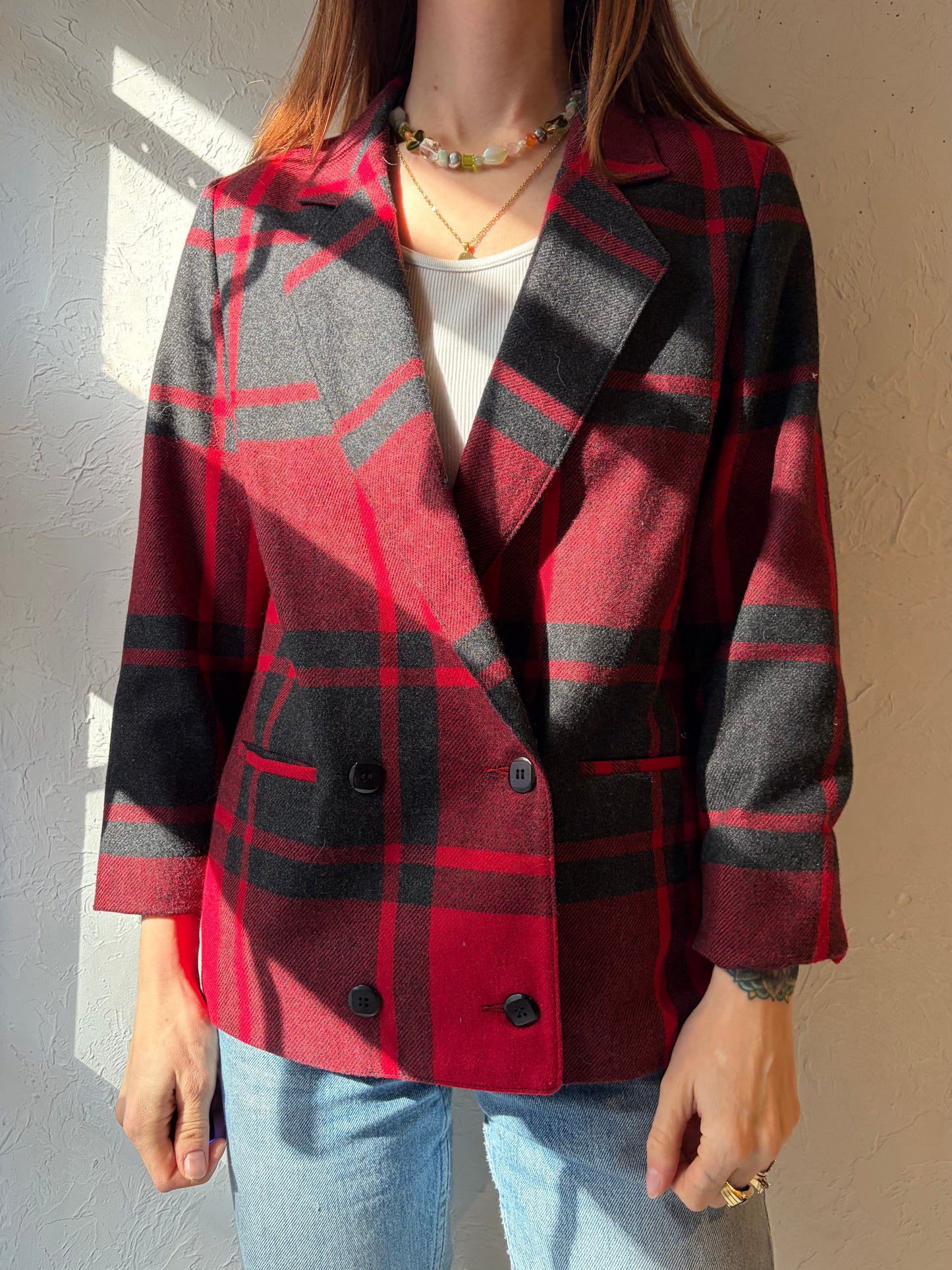 80s 'Brian David' Red Blazer Jacket / Medium