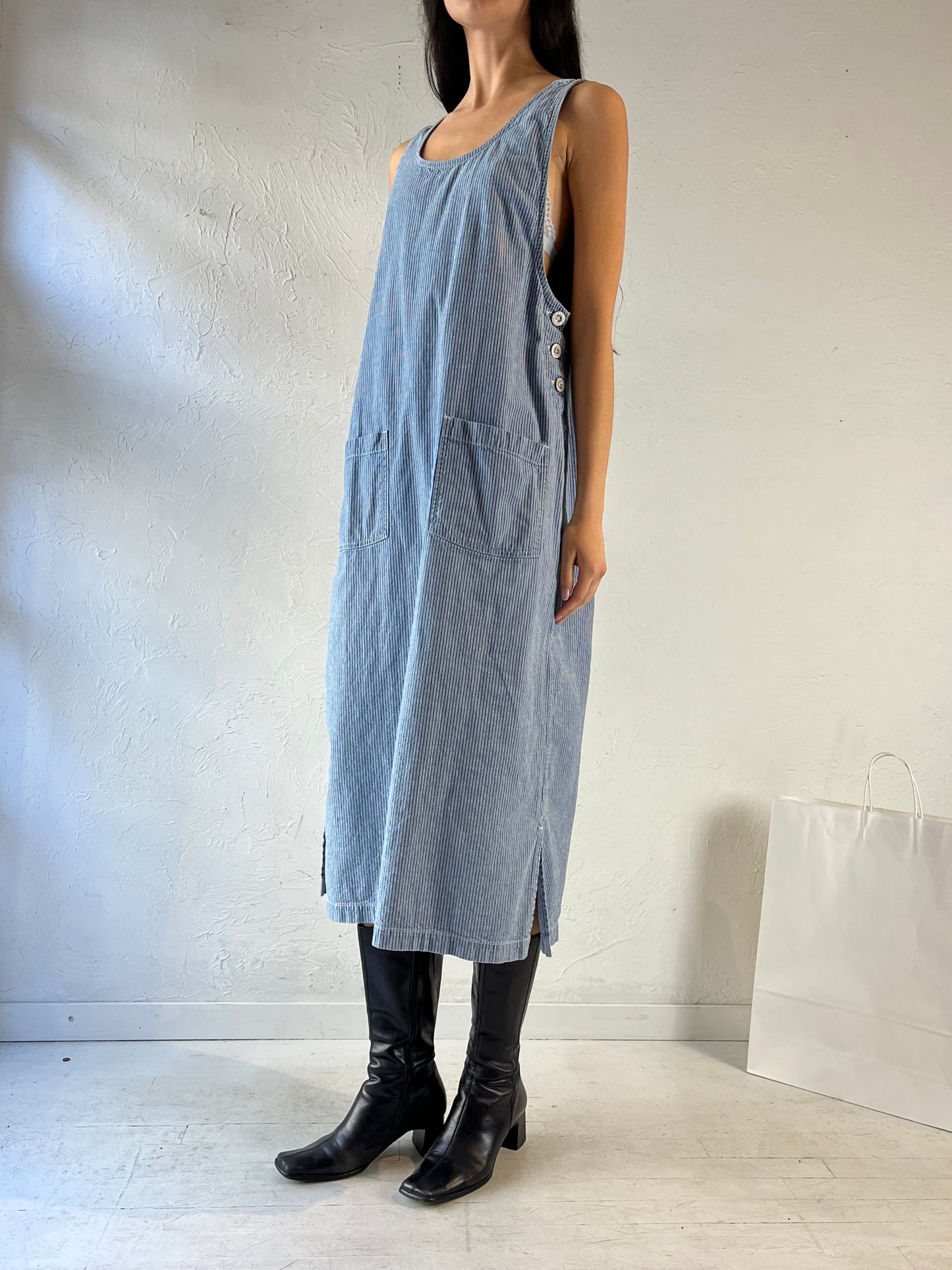 90s ‘Erika & Co’ Striped Denim Dress / Medium