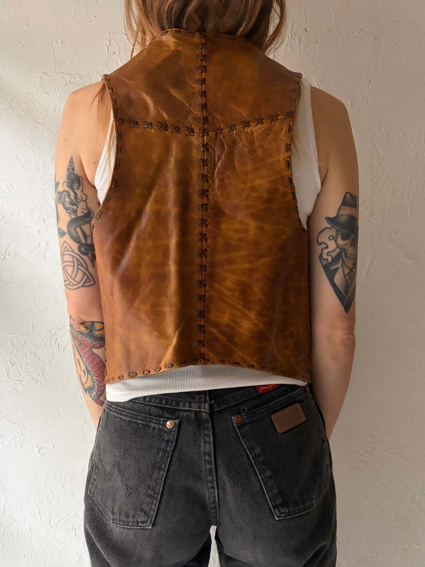 70s Leather Vest / Small