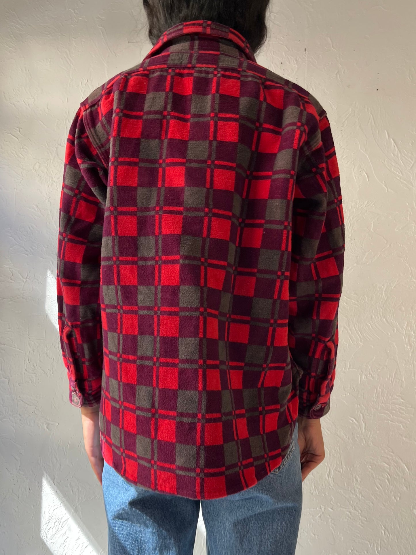 Y2k 'Champion' Red Cotton Flannel Shirt / Large