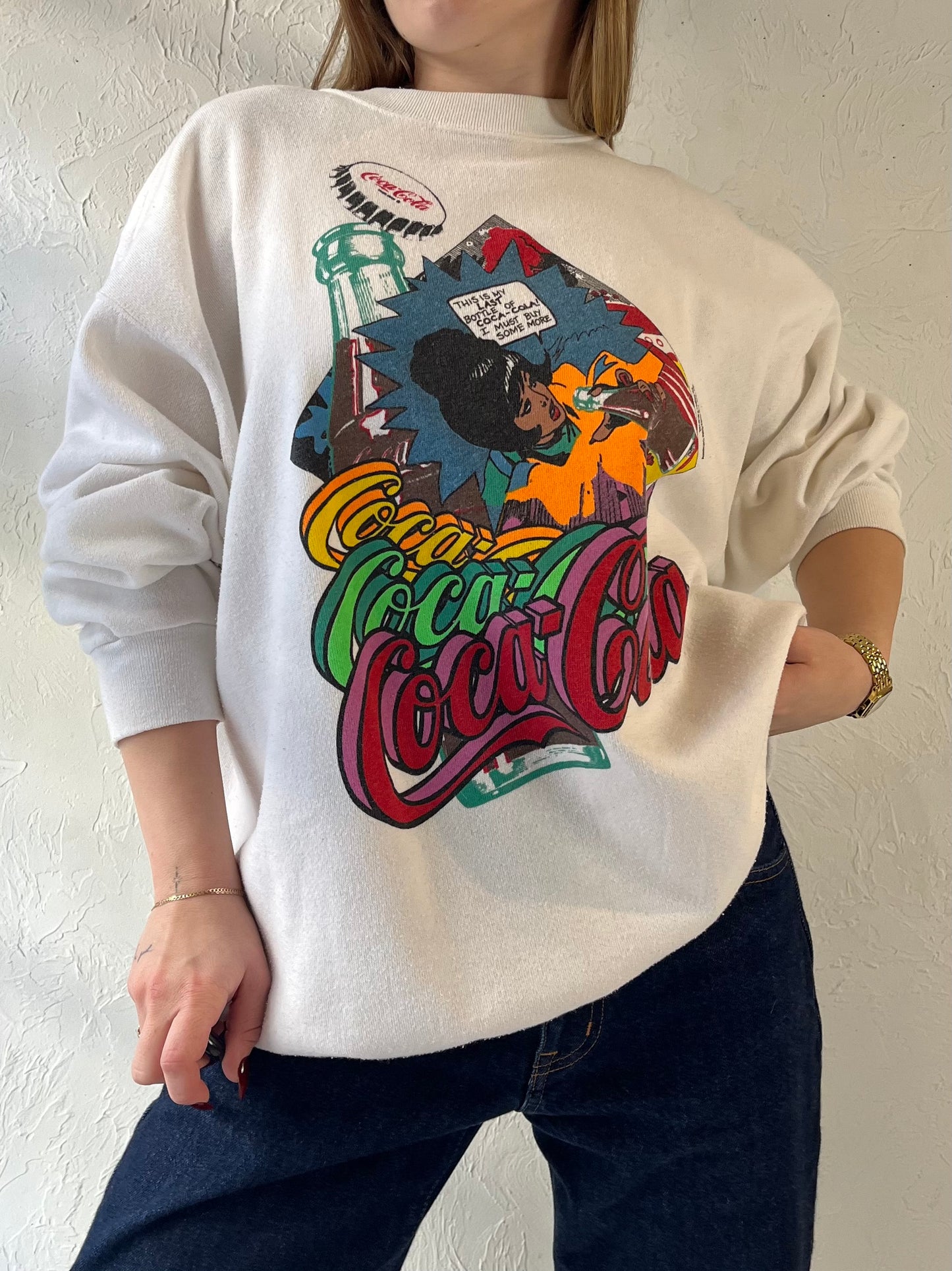 90s ‘Coca Cola’ Crew Neck Sweatshirt / Made in USA / XL