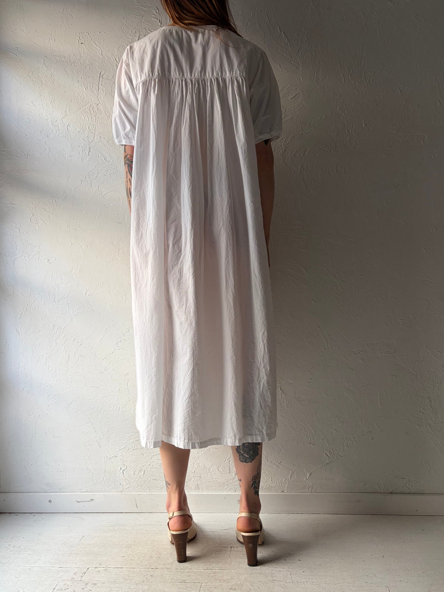 Y2k 'Secret Treasures' White Cotton Midi Dress / Large