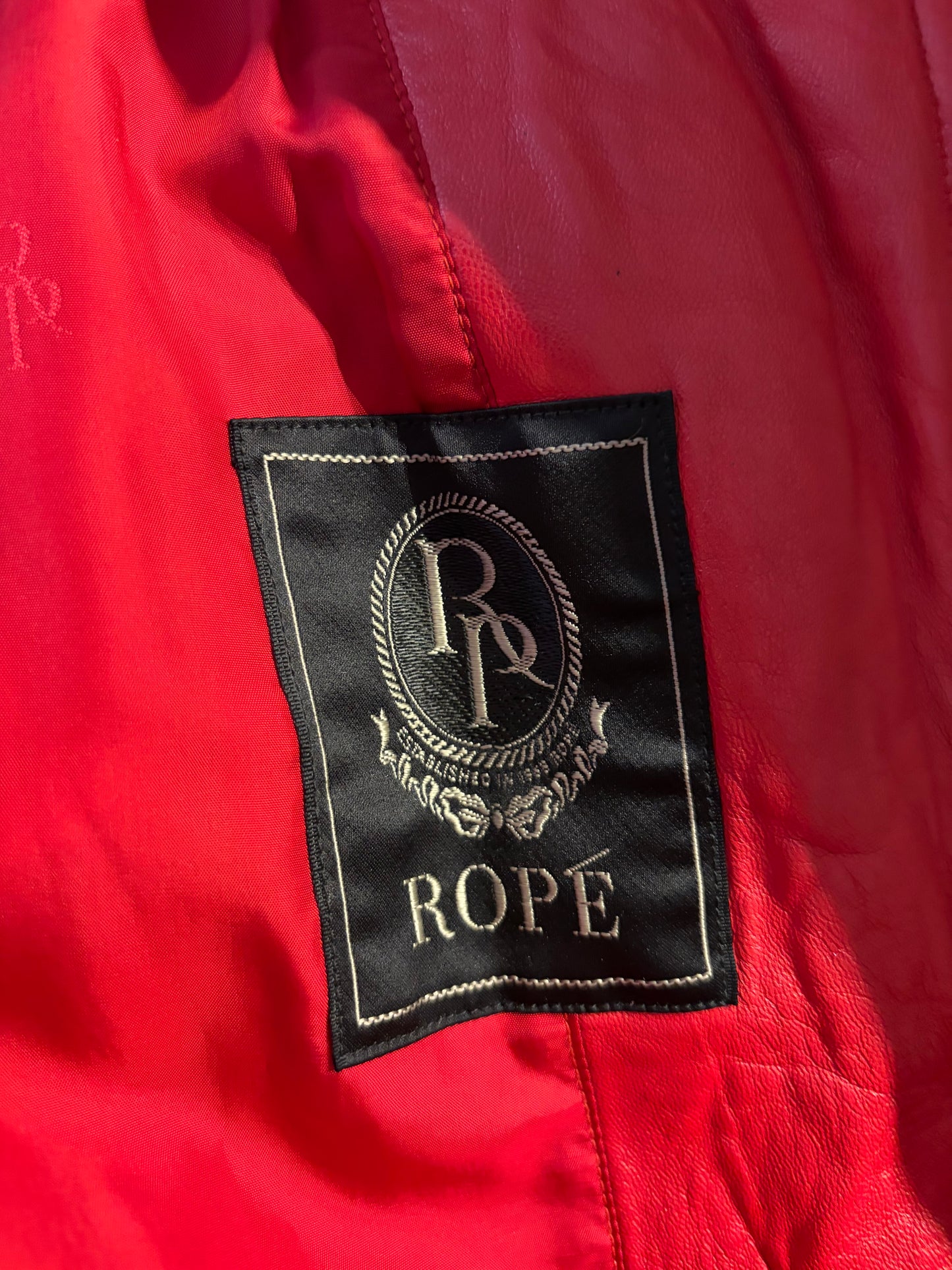 80s 'Rope' Red Leather Jacket / Medium
