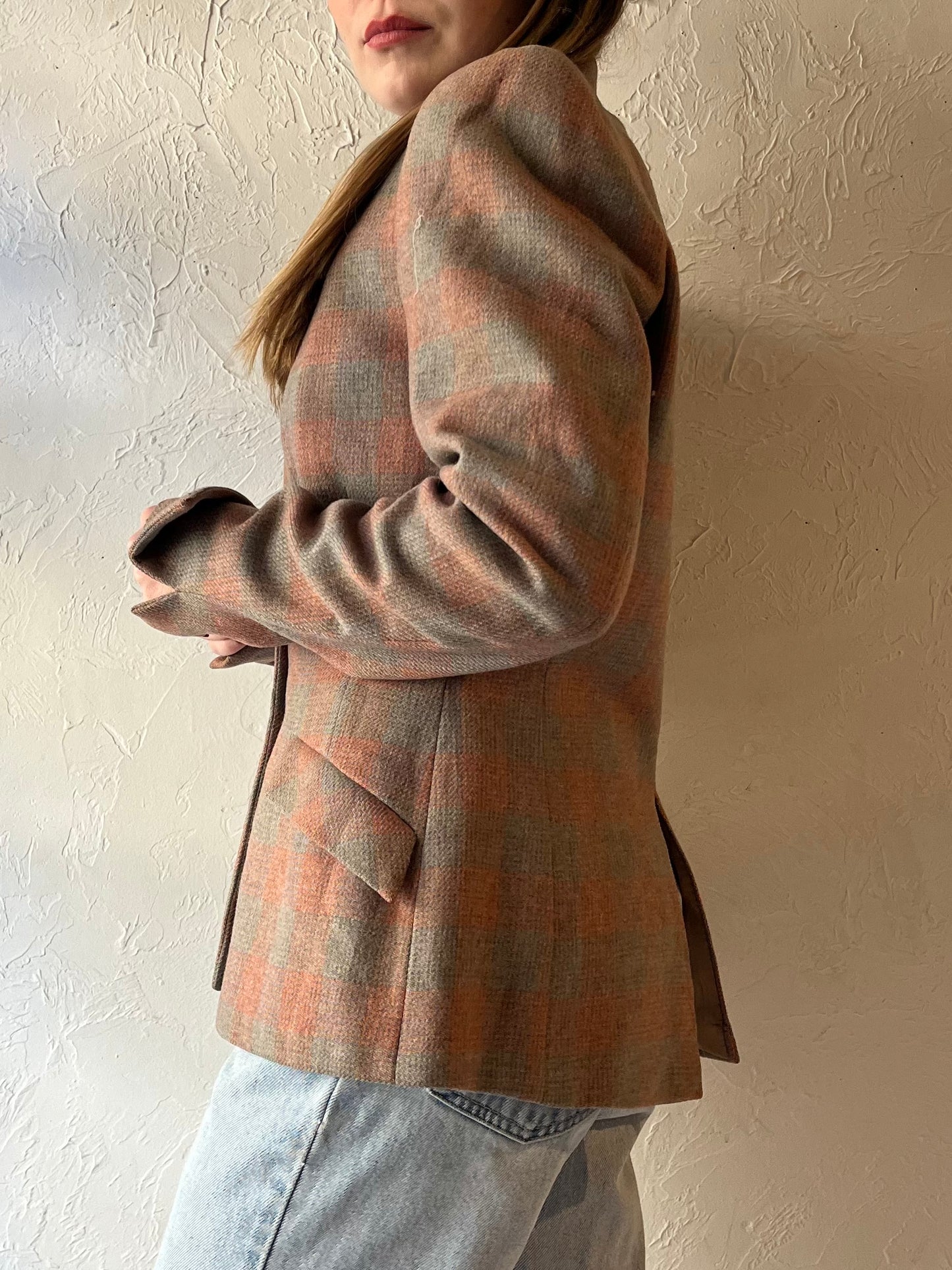 80s ‘Narreu K Cook’ Plaid Blazer Jacket / Medium