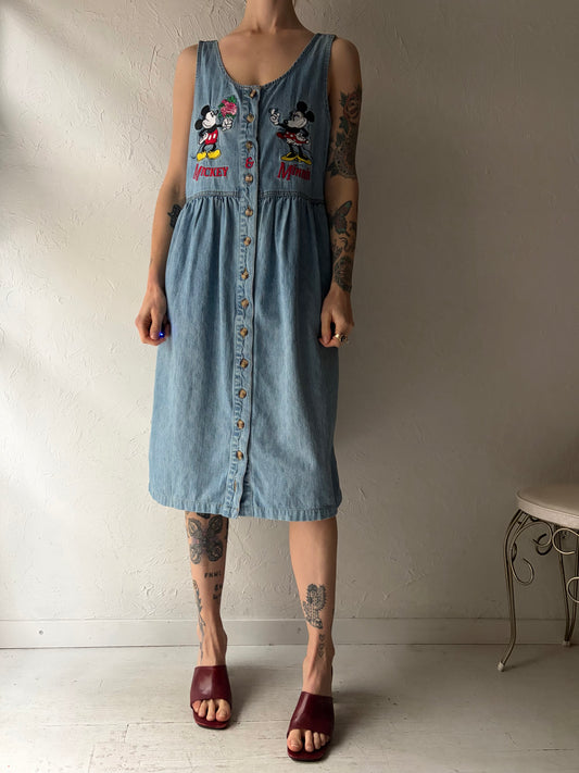 Y2k 'Disney' Denim Button up Midi Dress / Medium