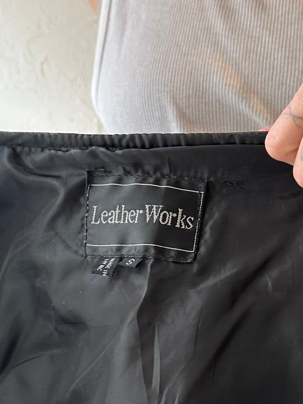 90s ‘Leather Works’ Black Leather Vest / Small