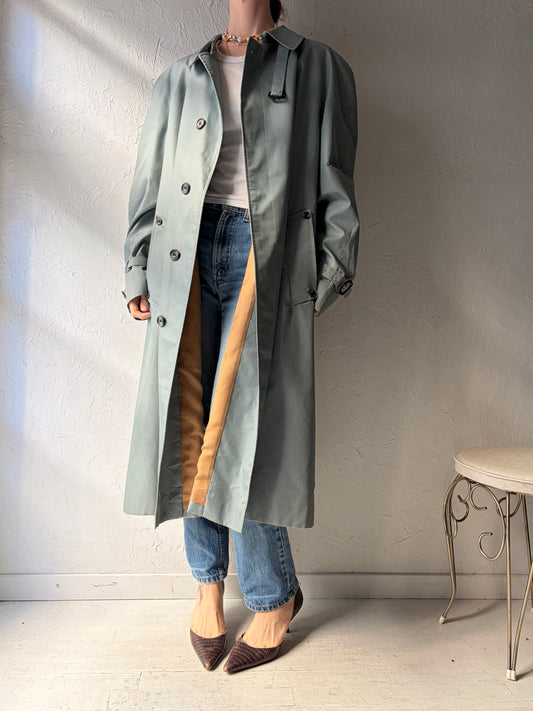 90s 'Aquascutum' Blue Trench Coat / Large