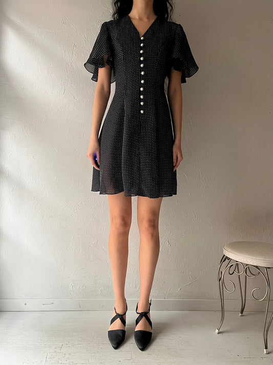 90s 'Emblem' Polka Dot Mini Dress / Small