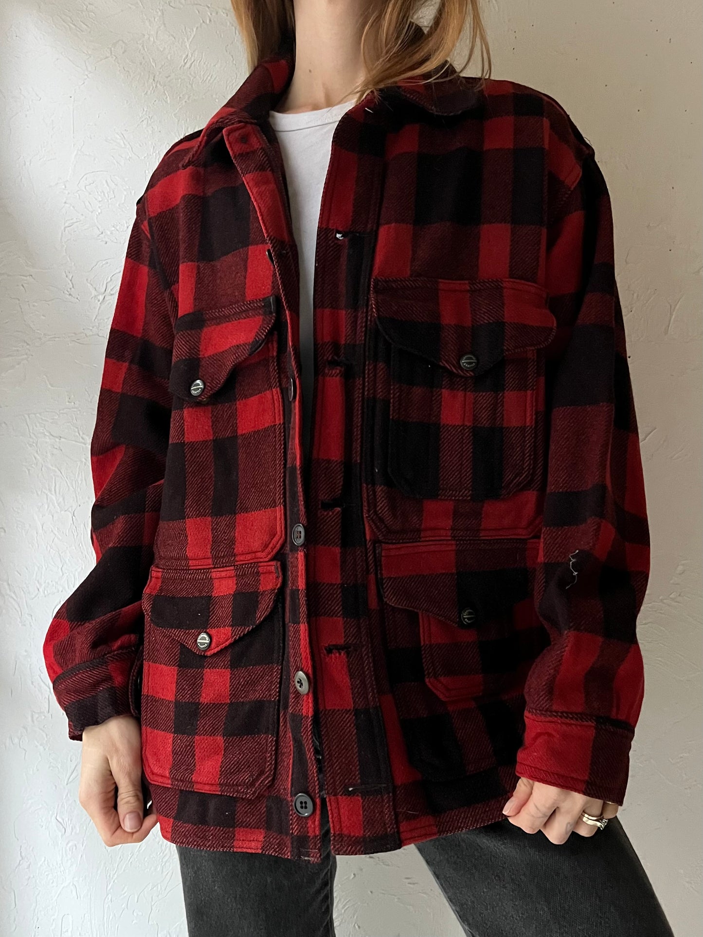 Vintage 'Filson' Red Plaid Wool Chore Jacket / Large