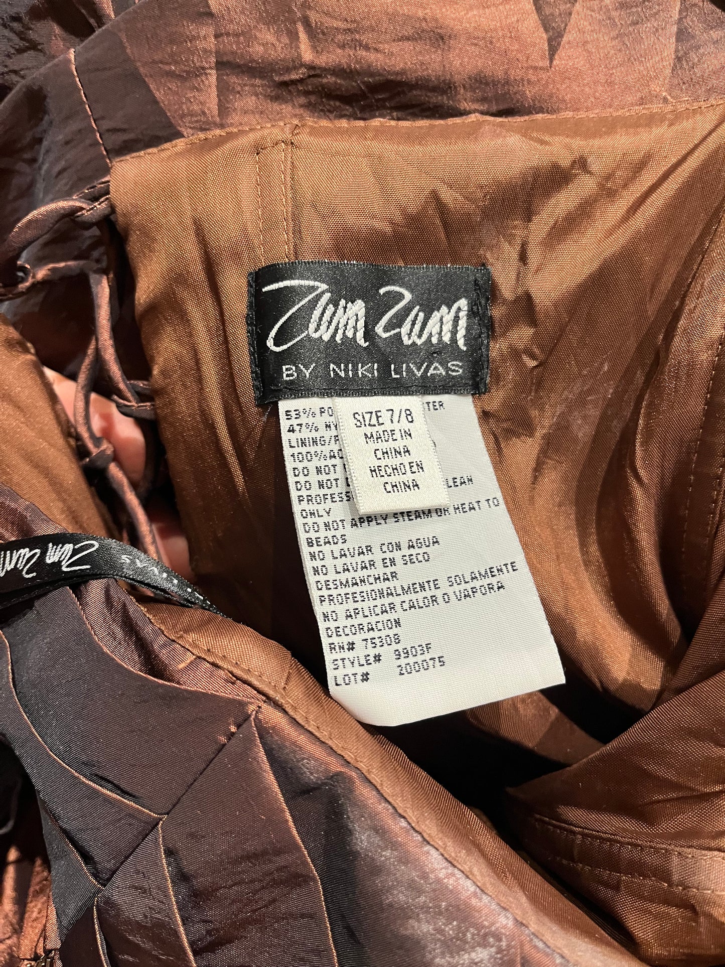 90s ‘Zum Zum’ Brown Formal Mini Dress / Small