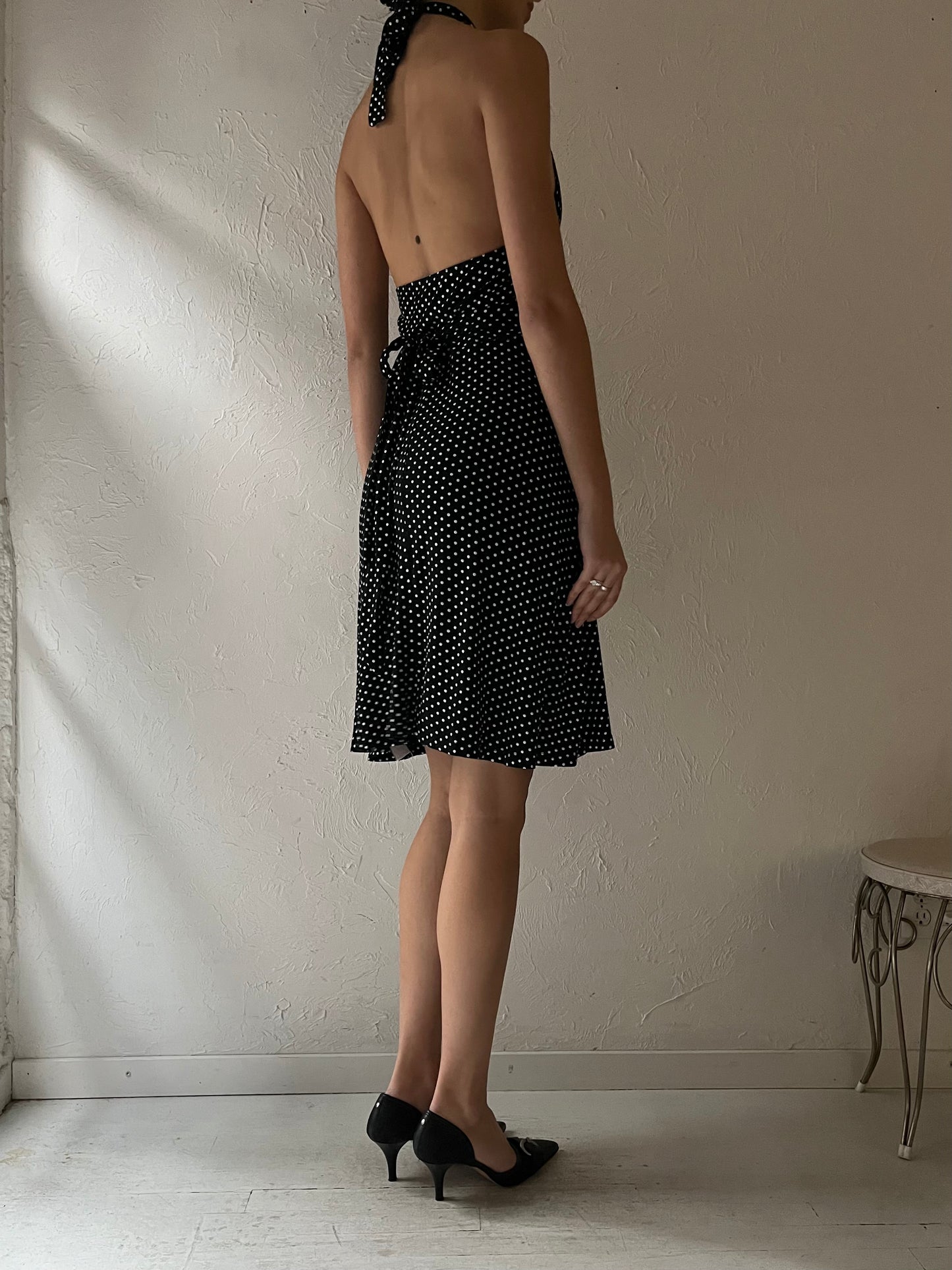 Y2K ‘Papillon’ Polka Dot Halter Dress / Small