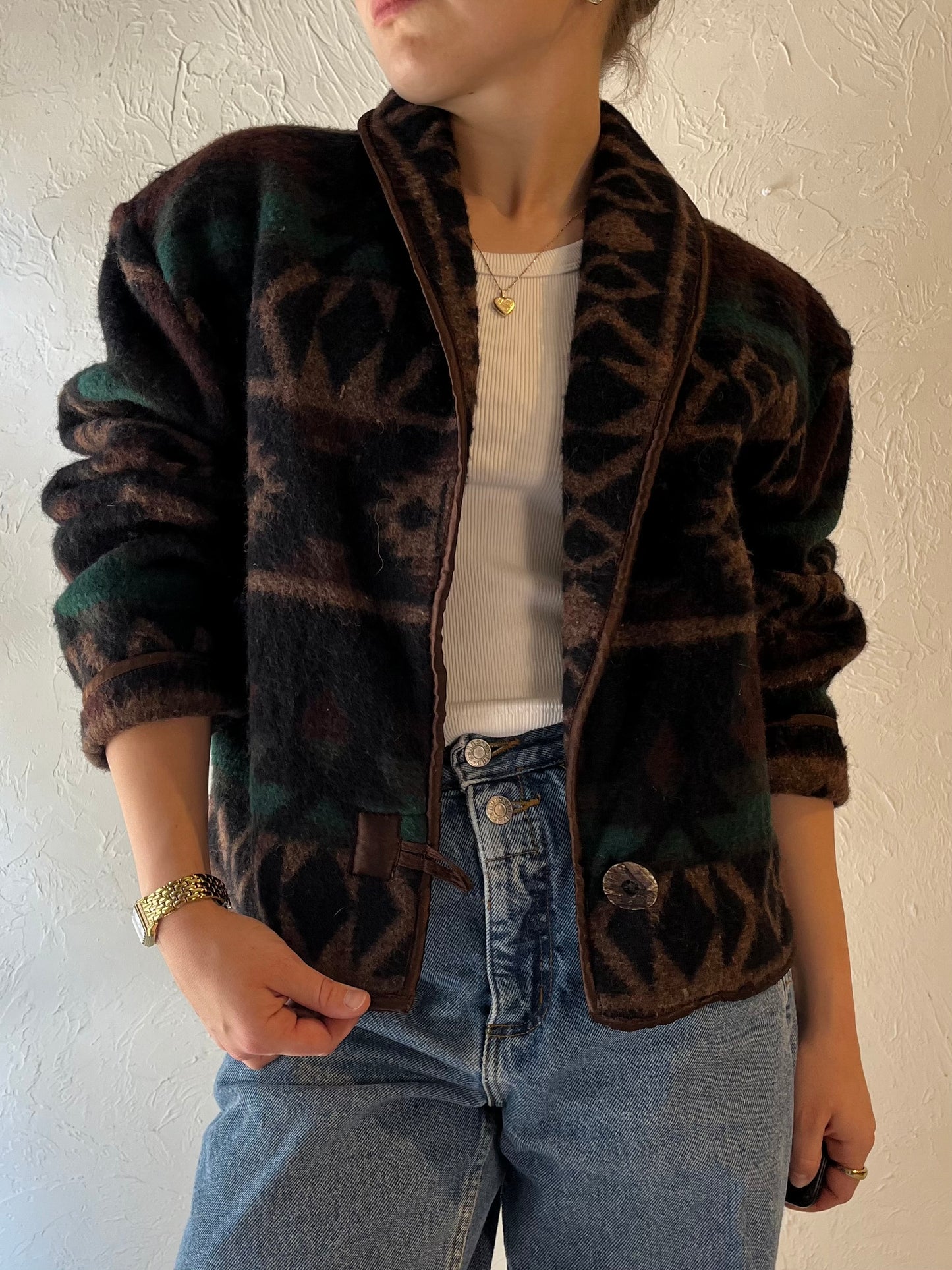 90s 'Christopher & Banks' Wool Blend Felt Jacket / Medium