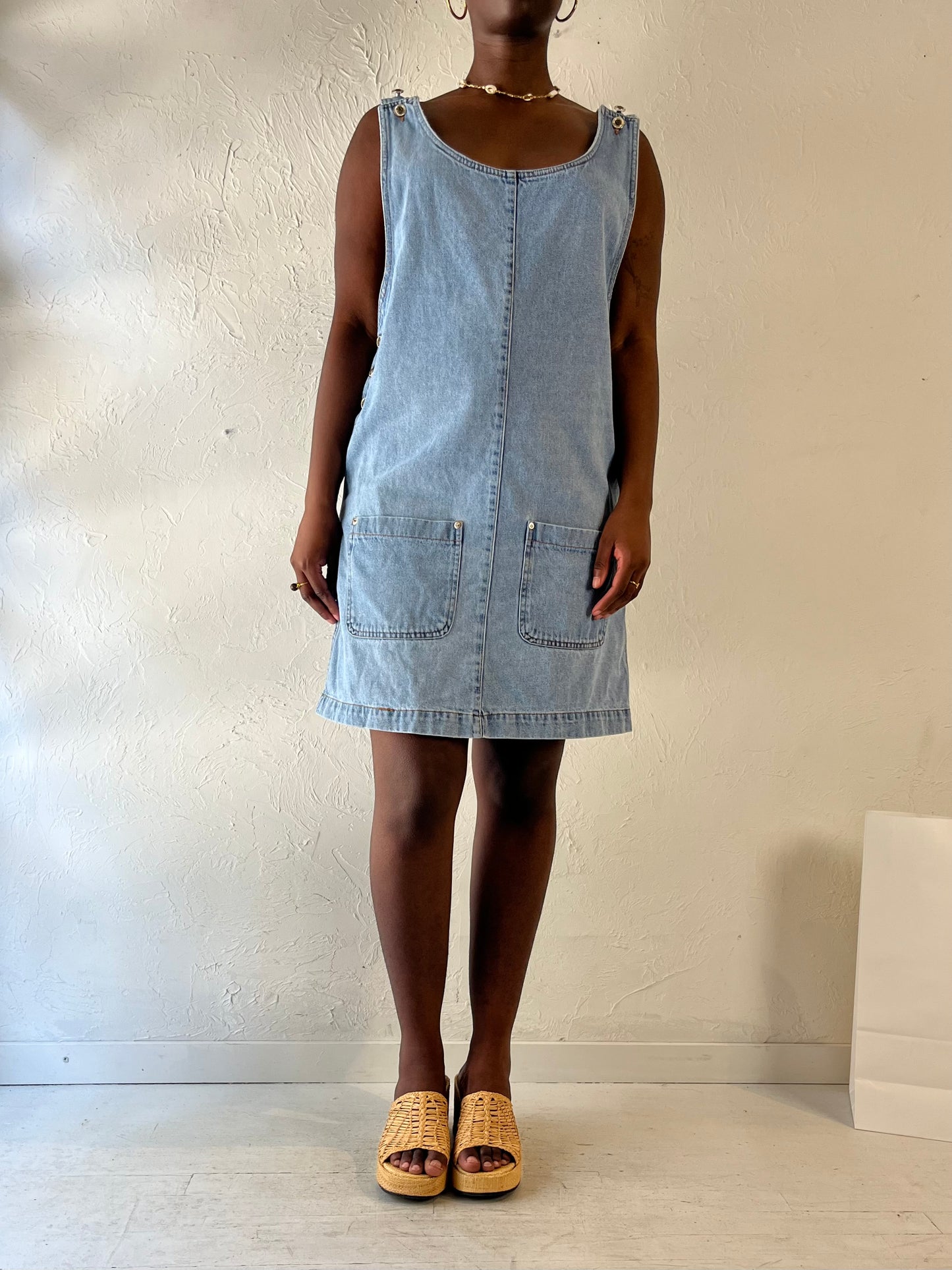 Y2k 'Savannah' Sleevless Denim Dress / Large