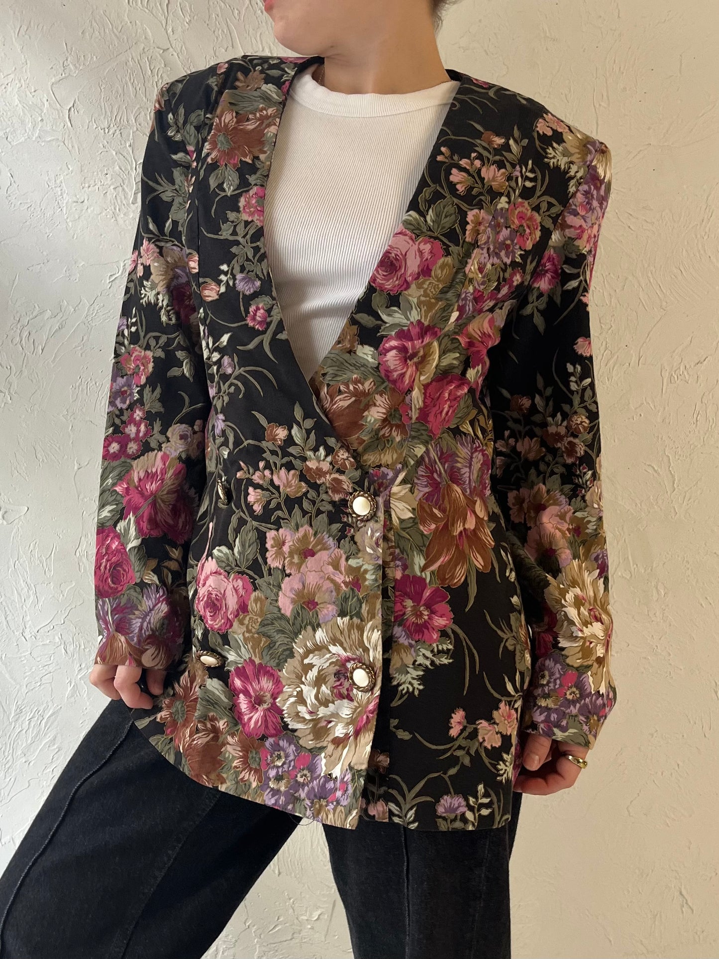 90s 'Justin Thyme' Light Weight Floral Jacket / Medium