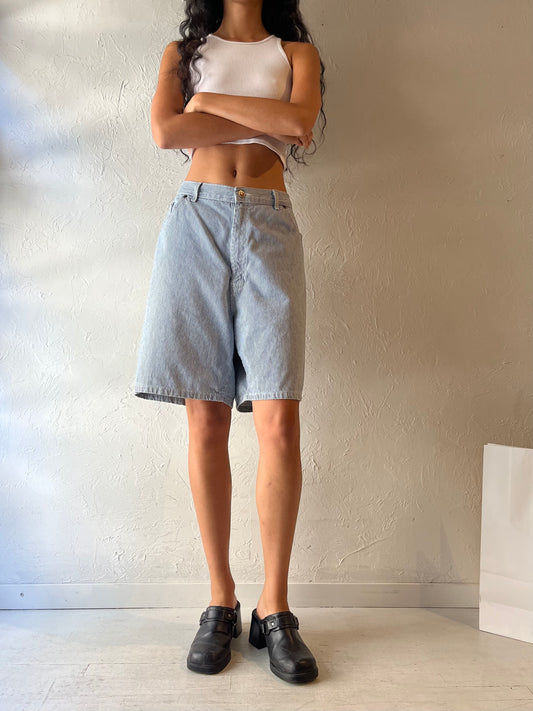 90s 'Faded Glory' Pinstripe Denim Shorts / Large