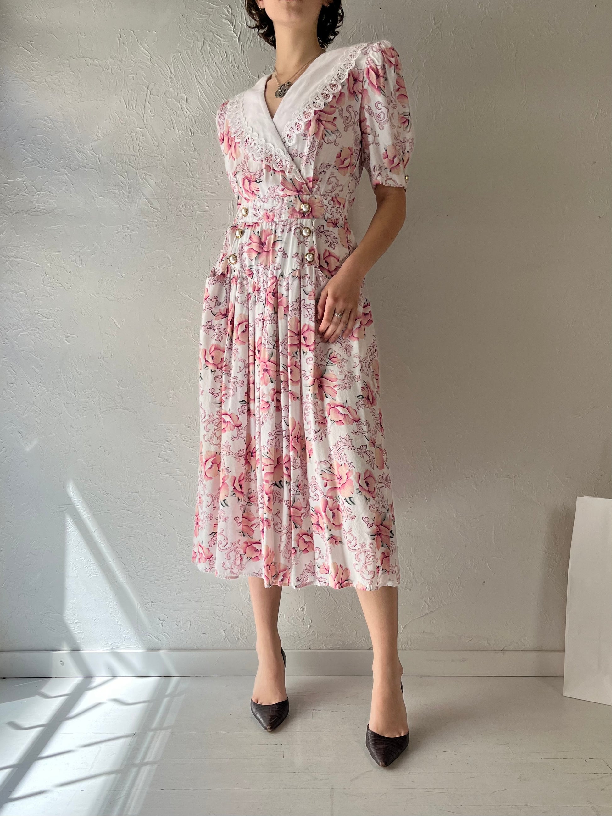 90s rayon dress Vintage 90s rayon rose dress Wink Vintage
